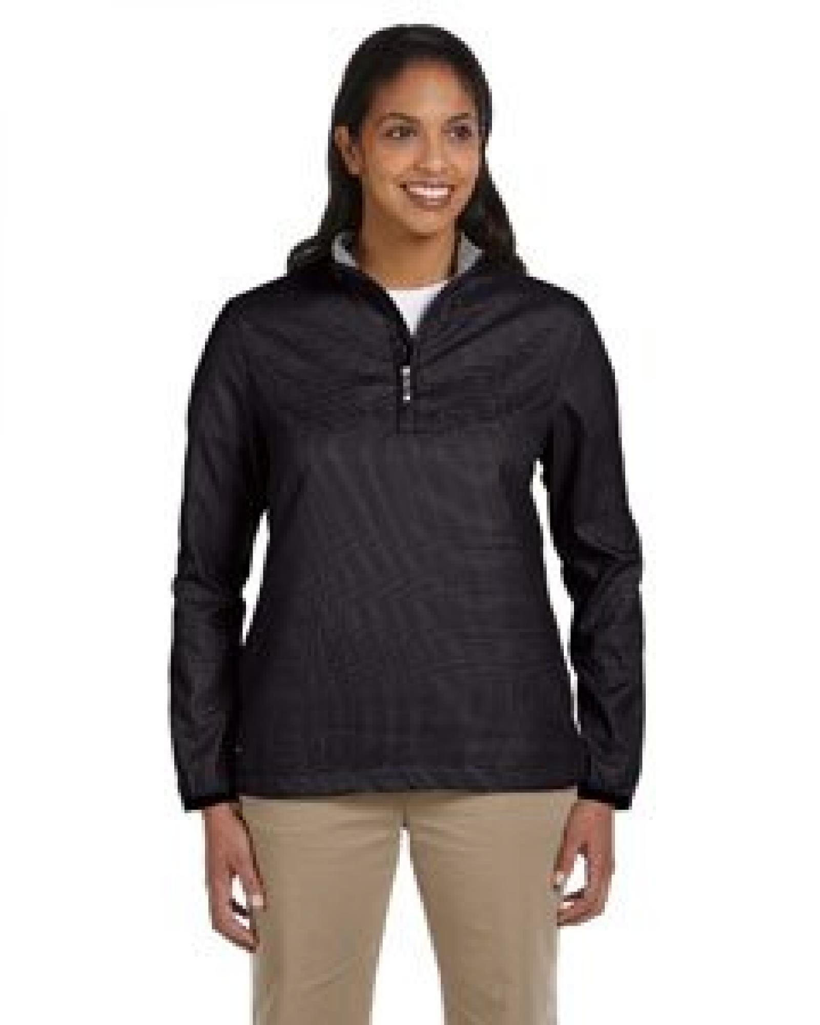 Ladies Houndstooth Half-Zip Jacket BLACK - L 