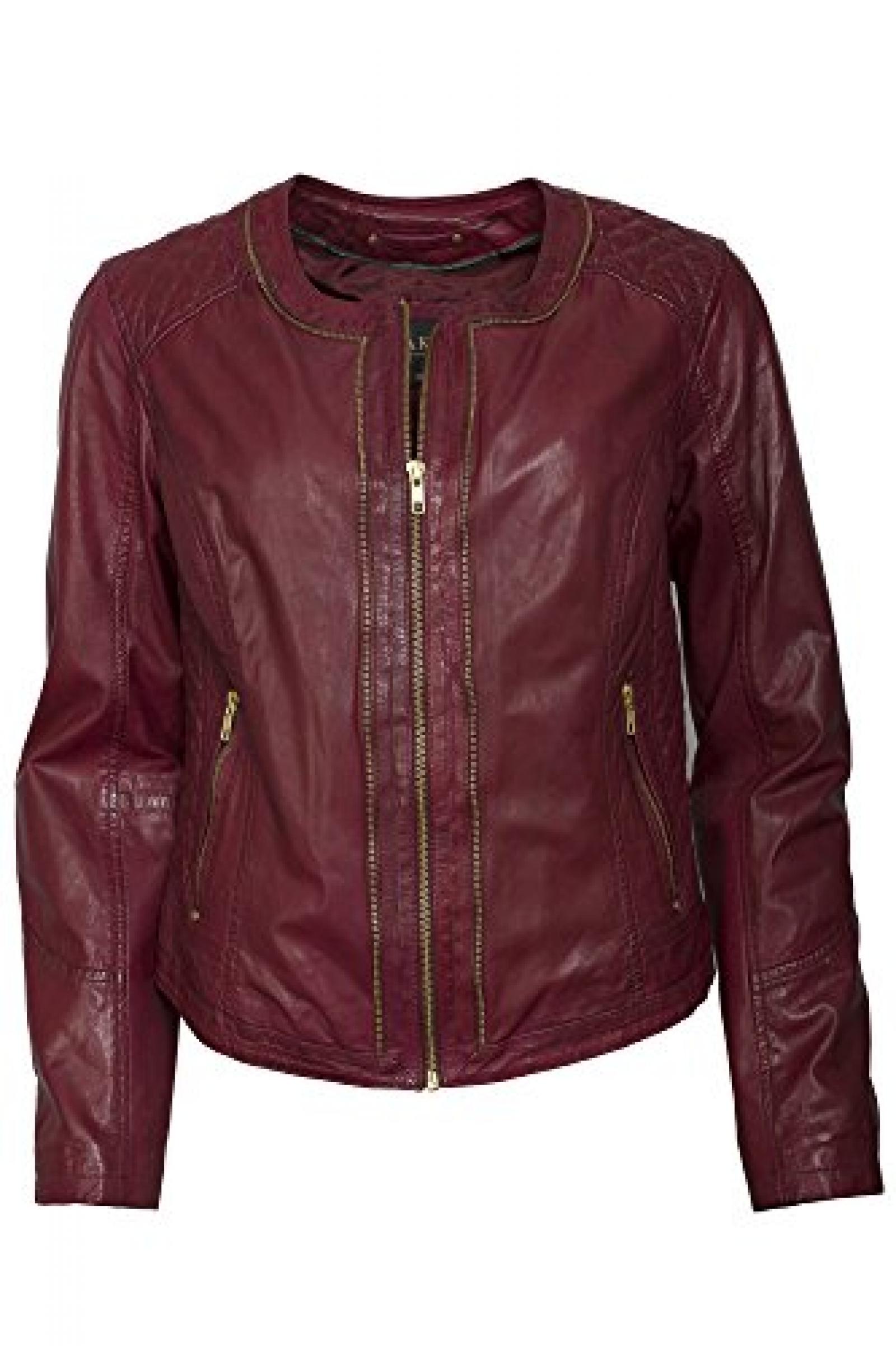 Wundersch&ouml;ne Lederjacke rubinrot vom Lifestylelabel Saki! 