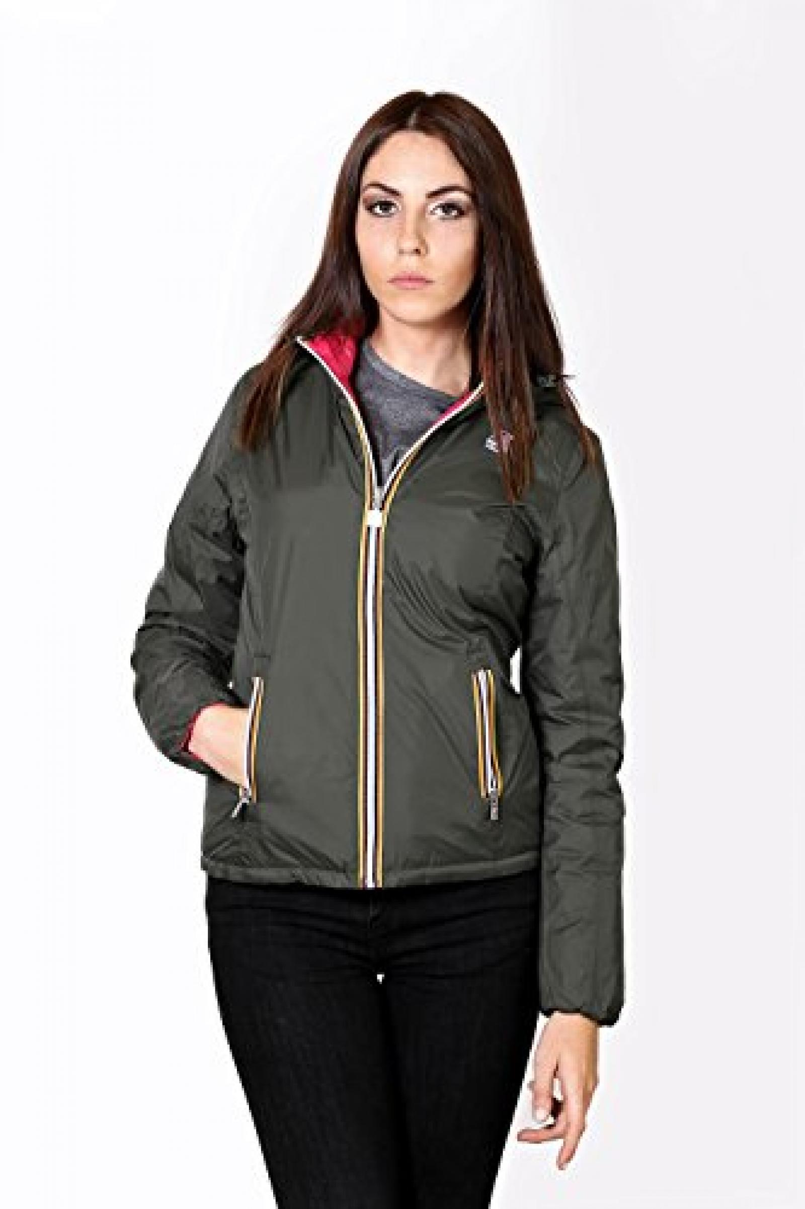 K-Way Piumino Donna Lily Thermo Plus Double Color Verde Militare-Fuxia Tg S K-Way Piumino Donna Lily Thermo Plus Double Color Verde Militare-Fuxia Tg S