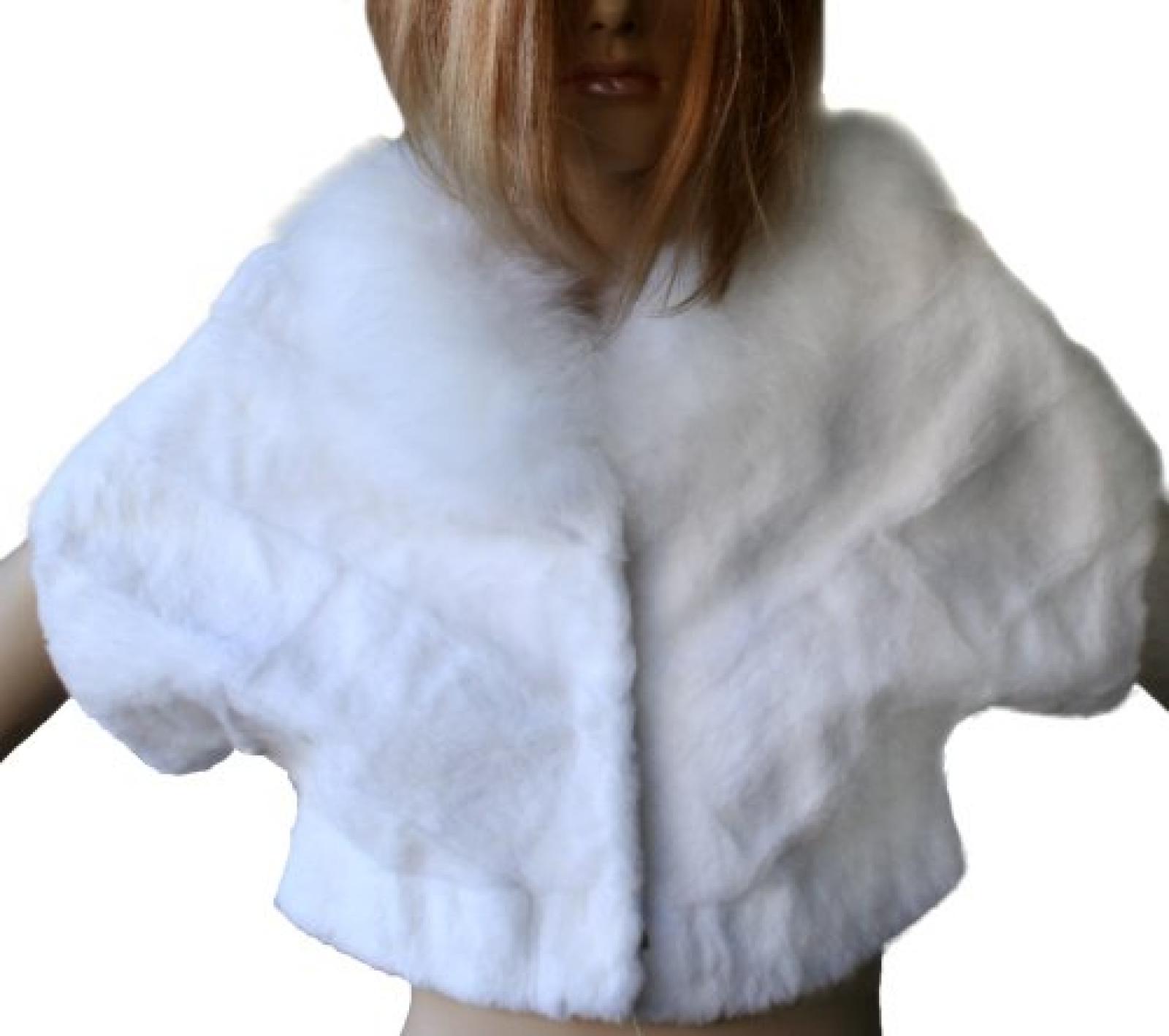 Waooh - Fashion - White Rabbit Fur -Jacke Fox -Kragen und Waooh Waooh - Fashion - White Rabbit Fur -Jacke Fox -Kragen und Waooh