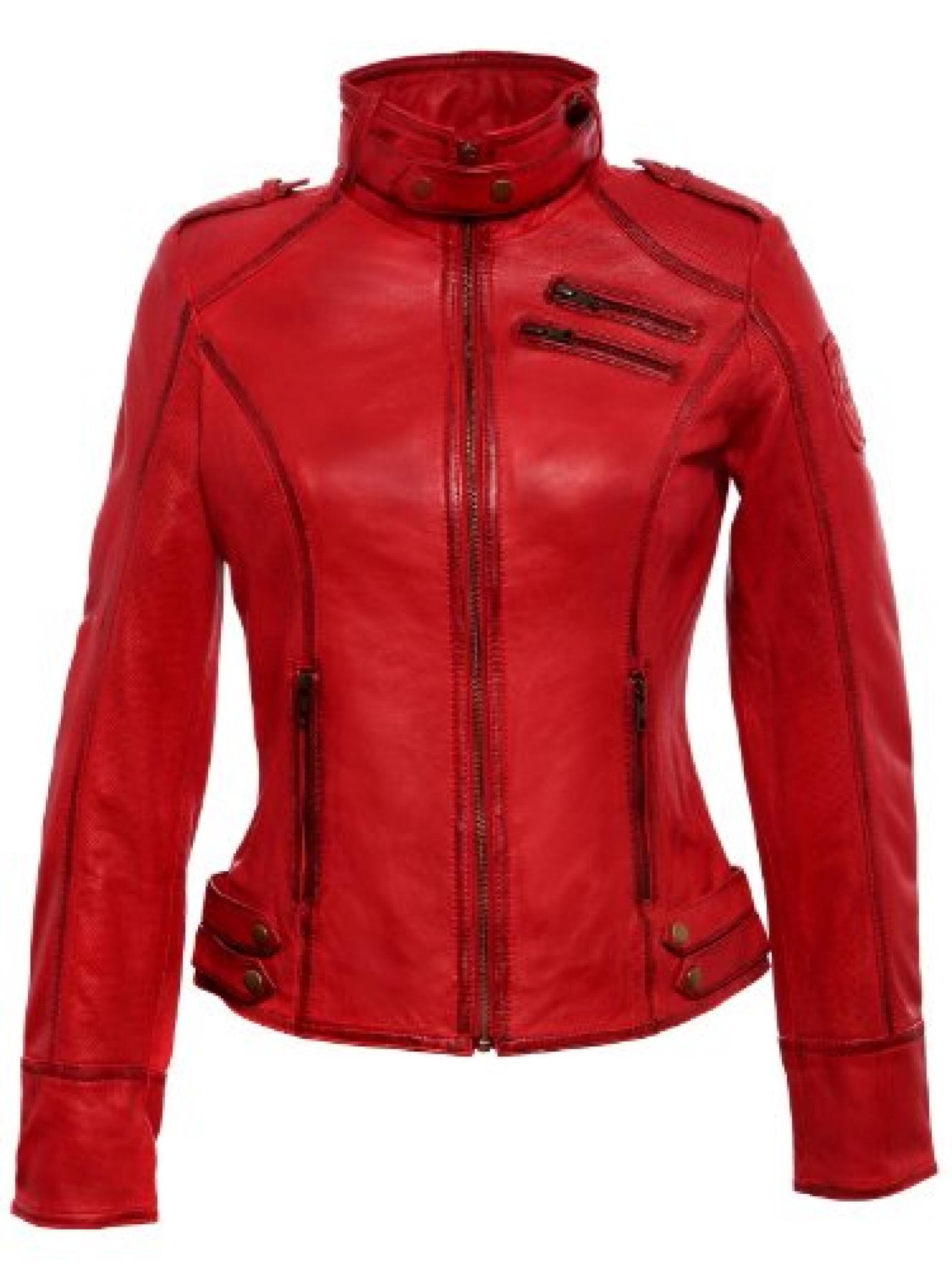 Valery - Trendige Damen Lederjacke in Rot XS-XXL Valery - Trendige Damen Lederjacke in Rot XS-XXL