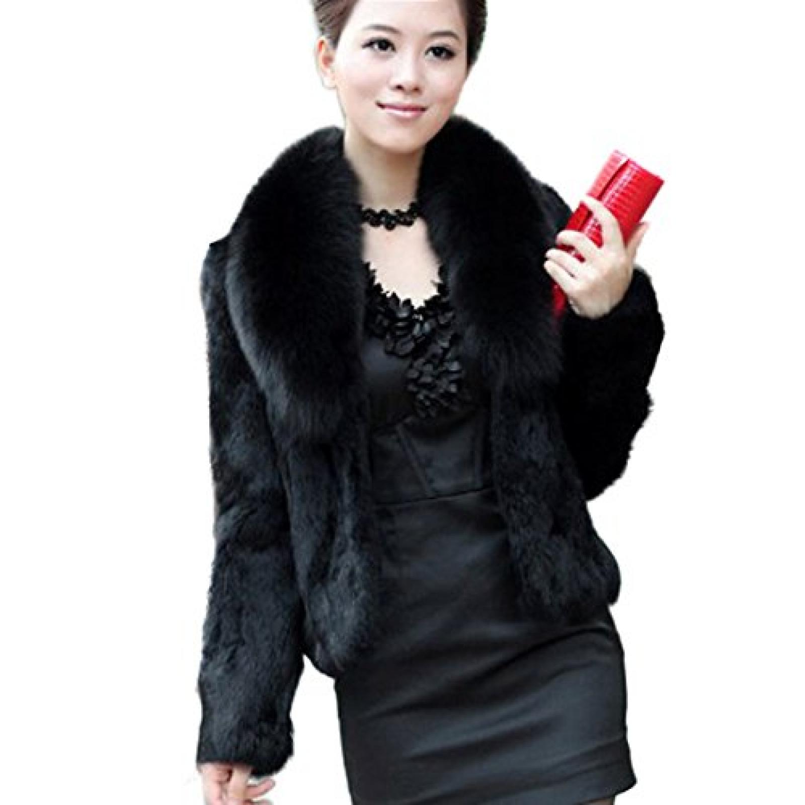 Imixlot Frauen strickte Kaninchen Pelz Weste Gilet mit Fox Kragen Jacke Imixlot Frauen strickte Kaninchen Pelz Weste Gilet mit Fox Kragen Jacke