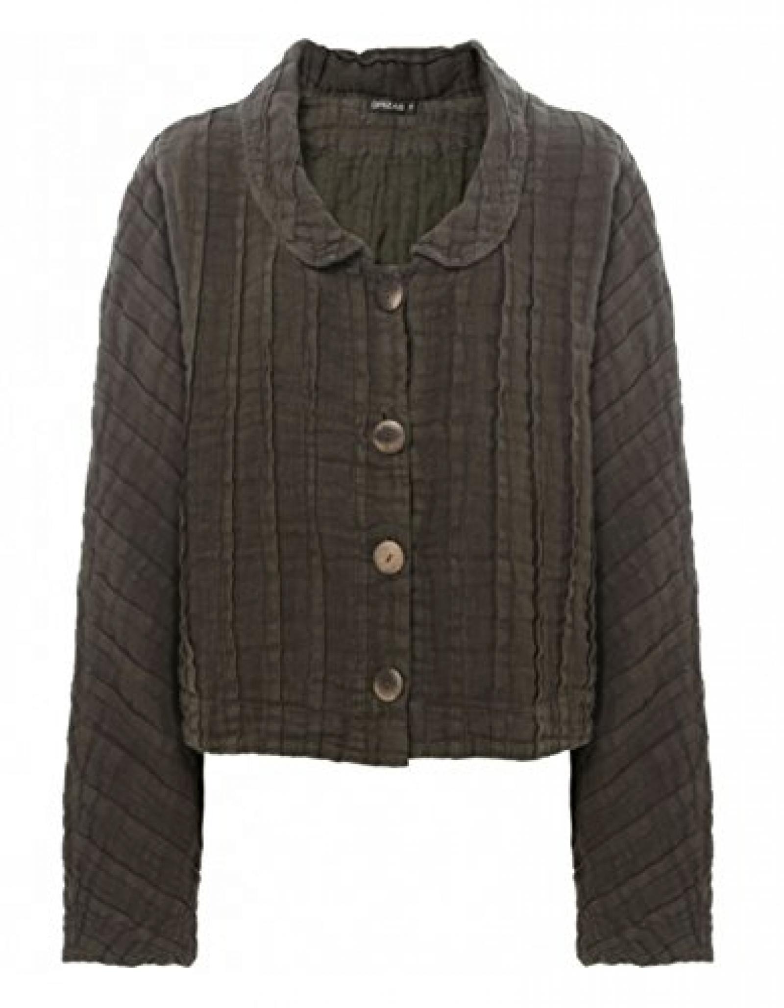 Grizas Pleated Waffle Short Jacket Khaki Grizas Pleated Waffle Short Jacket Khaki