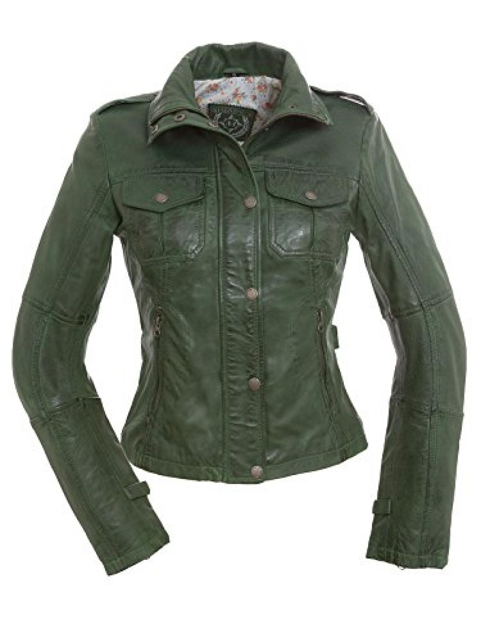 Magnifica Vinny - Damen Lederjacke in Dunkelgr&uuml;n in Gr. S-XXL 