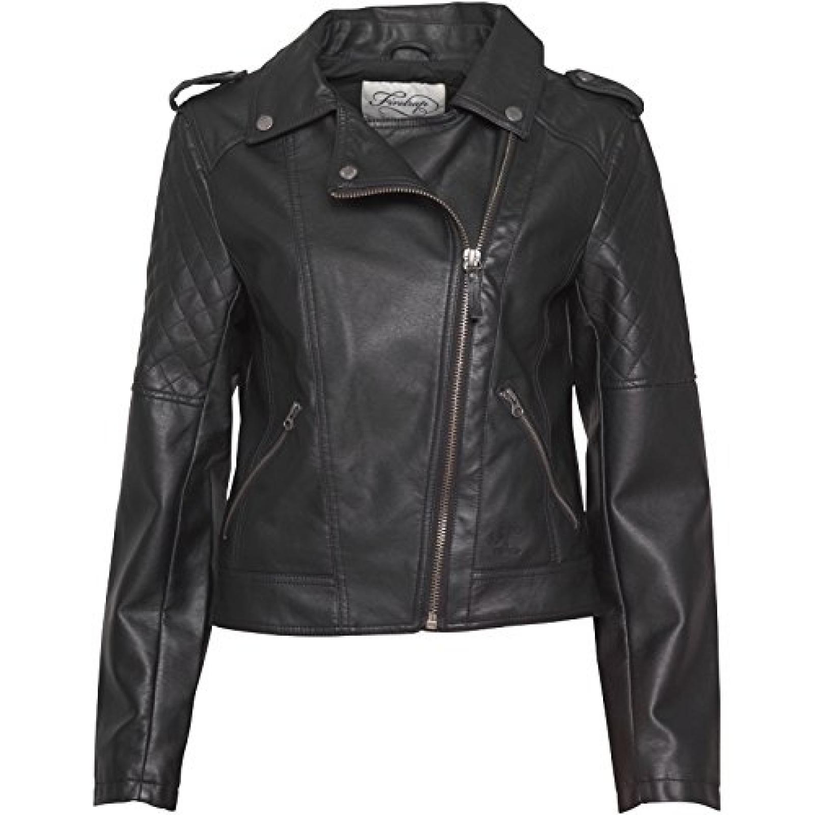 Schwarz Firetrap Damen Kayla PU Jacke Schwarz Schwarz Firetrap Damen Kayla PU Jacke Schwarz