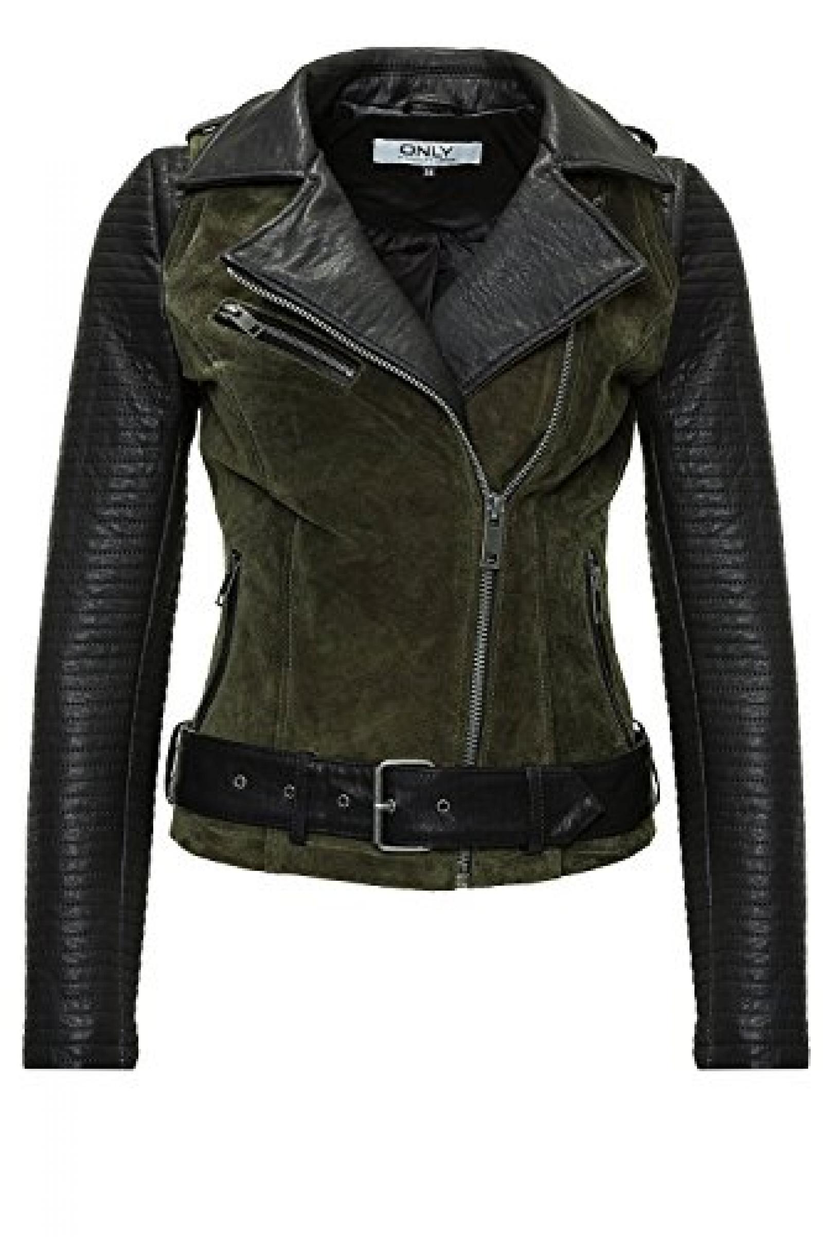 Only Damen Lederjacke Brooklyn Suede Mix Biker OTW 