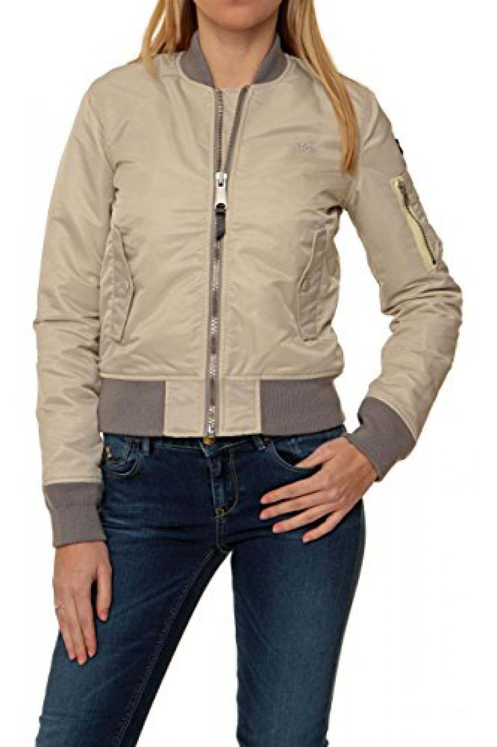 Schott Damen Jacke Blouson-Jacke , Farbe: Beige 