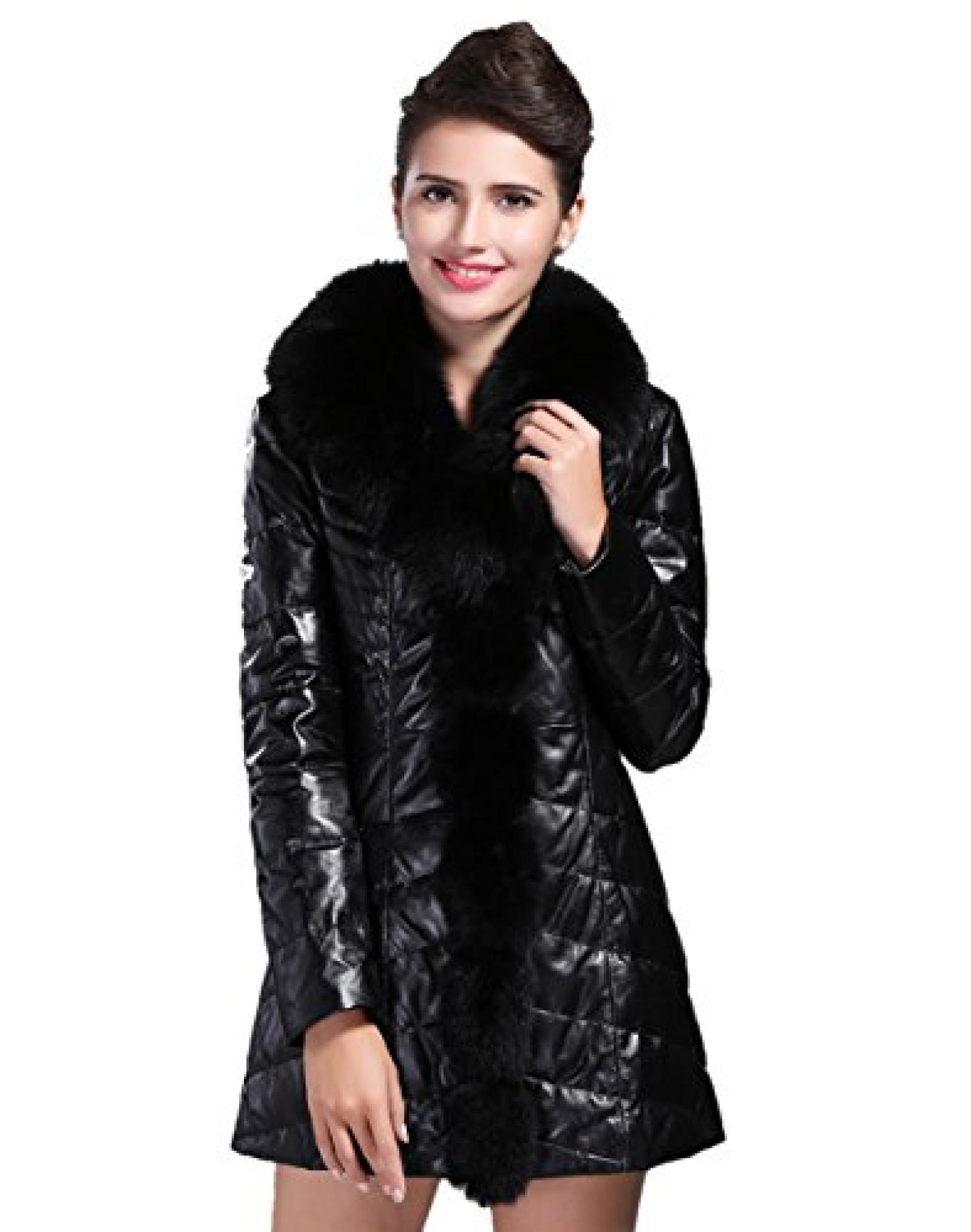 Dissa Schlank Lady Schafspelz, echtem Leder unten M&auml;ntel ,Schwarz 