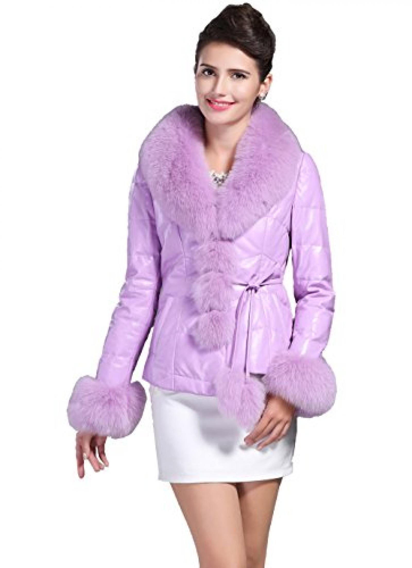 E-Girl S&uuml;&szlig;e Dame Schafspelz, echtem Leder Deman Jacken & M&auml;ntel ,Rosa 