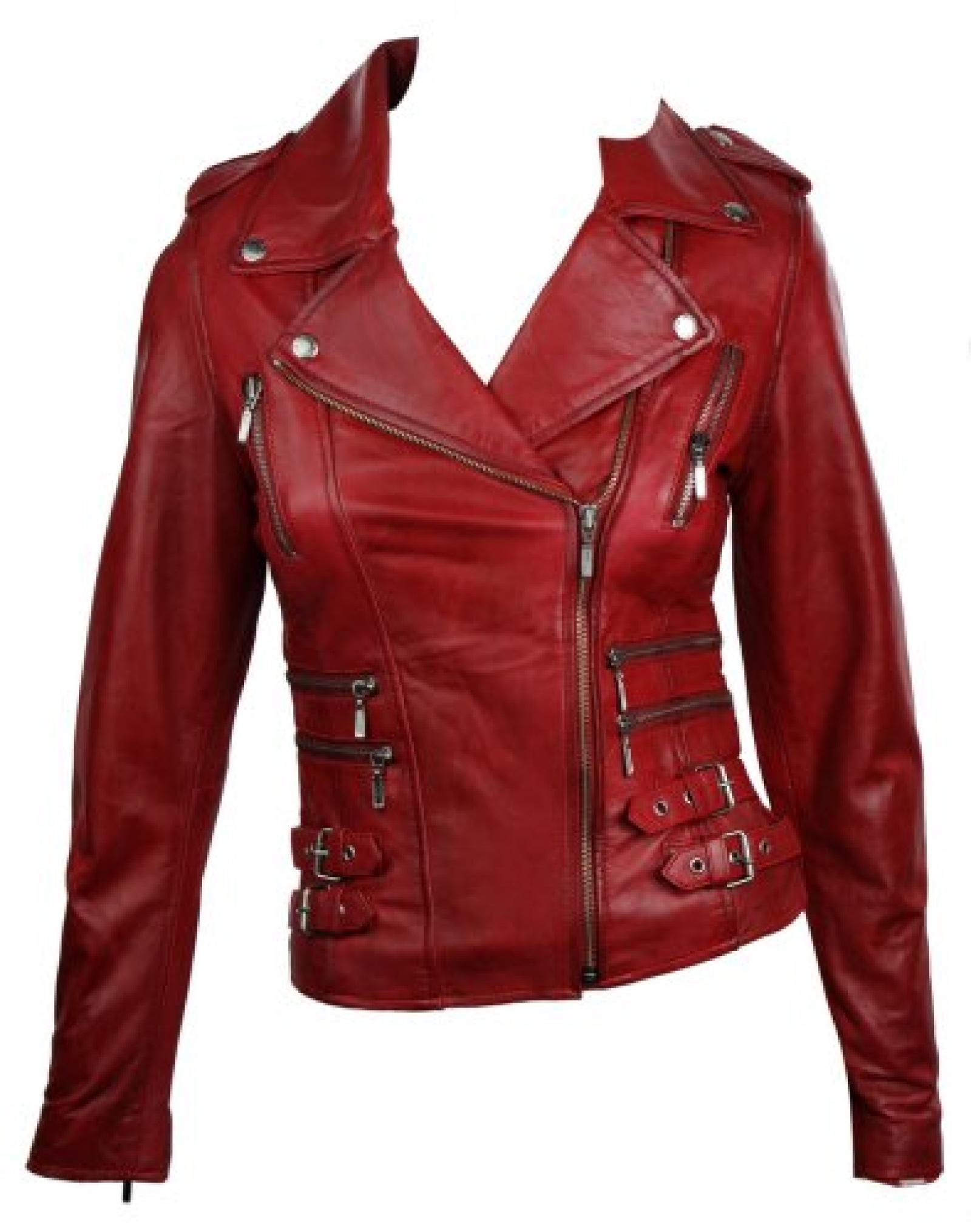 Damenjacke Echtleder Rot Bikerjacke Retro Kurz Ausschnitt Damenjacke Echtleder Rot Bikerjacke Retro Kurz Ausschnitt