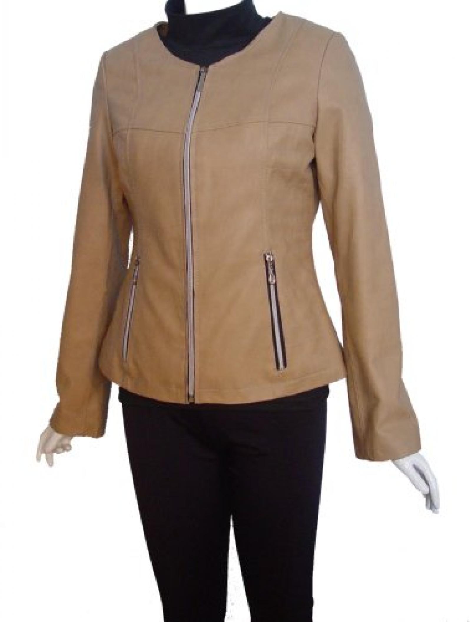 Nettailor FREE tailoring Women PLUS 4067 Leather Moto Jacket Collarless 