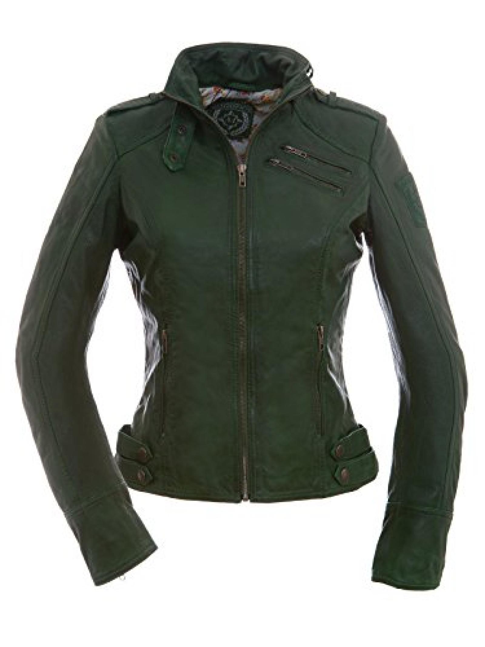 Magnifica Valery - Trendige Damen Lederjacke in dk. Gr&uuml;n XS-XXL 
