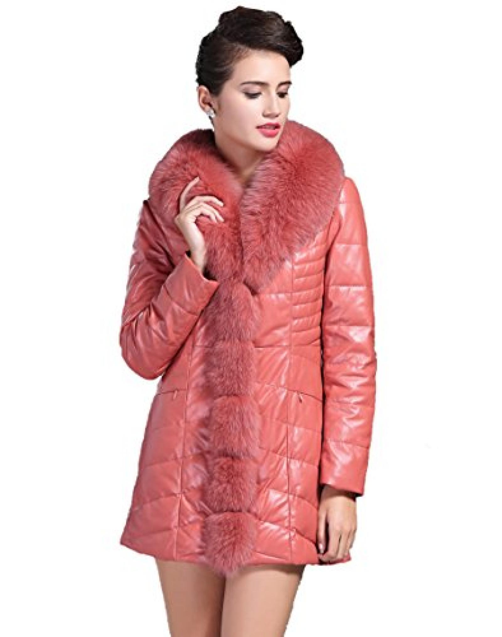 Dissa Schlank Lady Schafspelz, echtem Leder unten M&auml;ntel ,Rot 