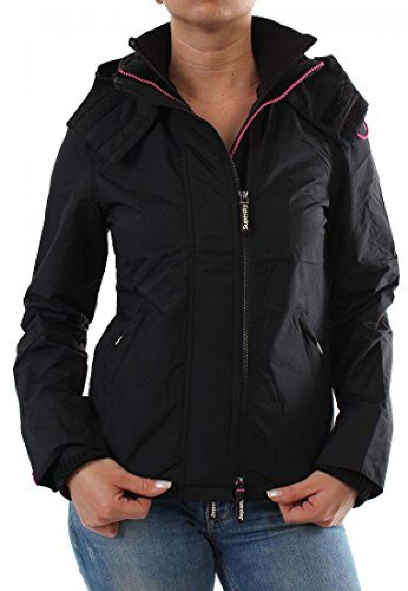 Superdry Windcheater Women - TECHNICAL HOODED POP ZIP - Black-Metallic Punk Pink Superdry Windcheater Women - TECHNICAL HOODED POP ZIP - Black-Metallic Punk Pink