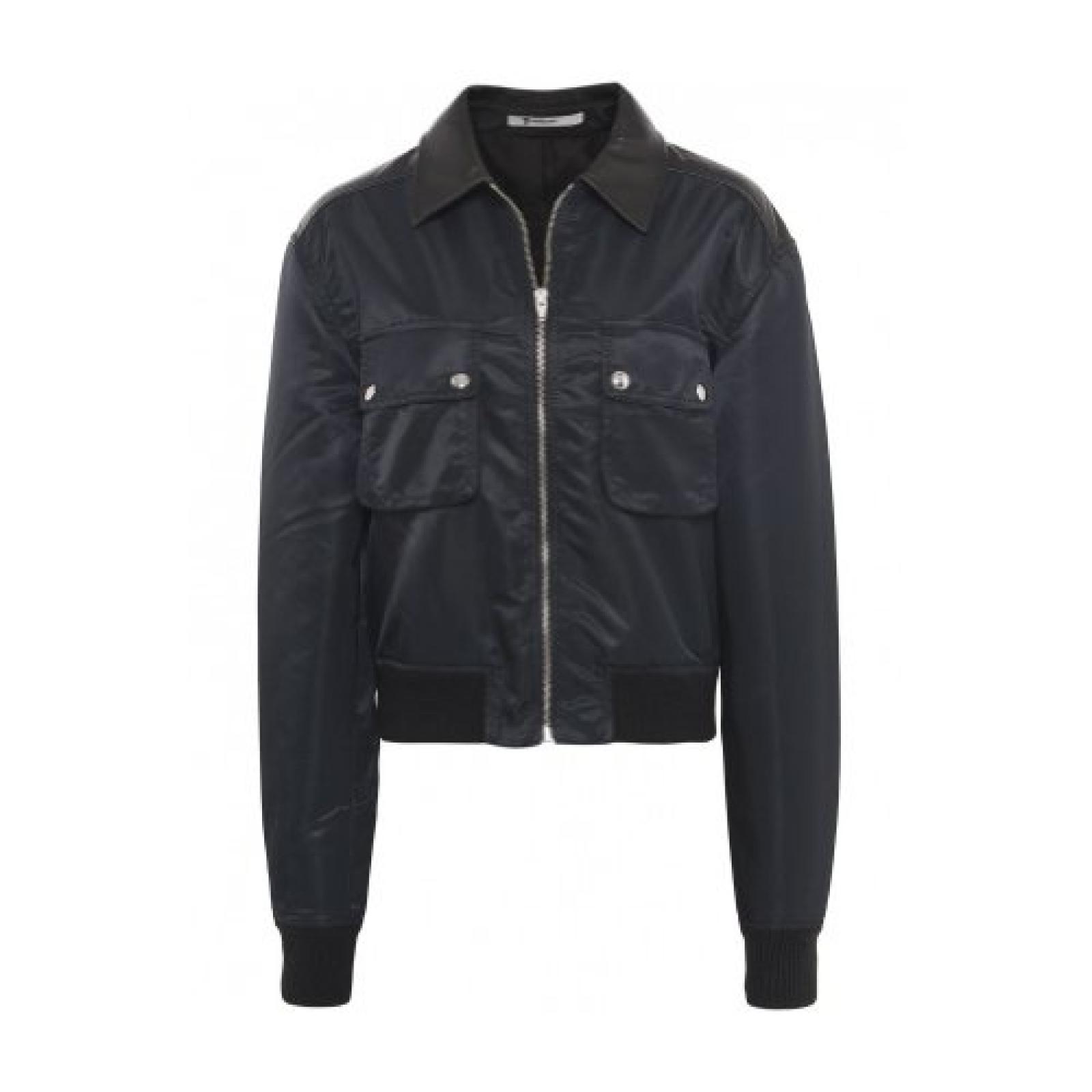 T By Alexander Wang Lederjacke Get&auml;felte Ernte Schwarz 