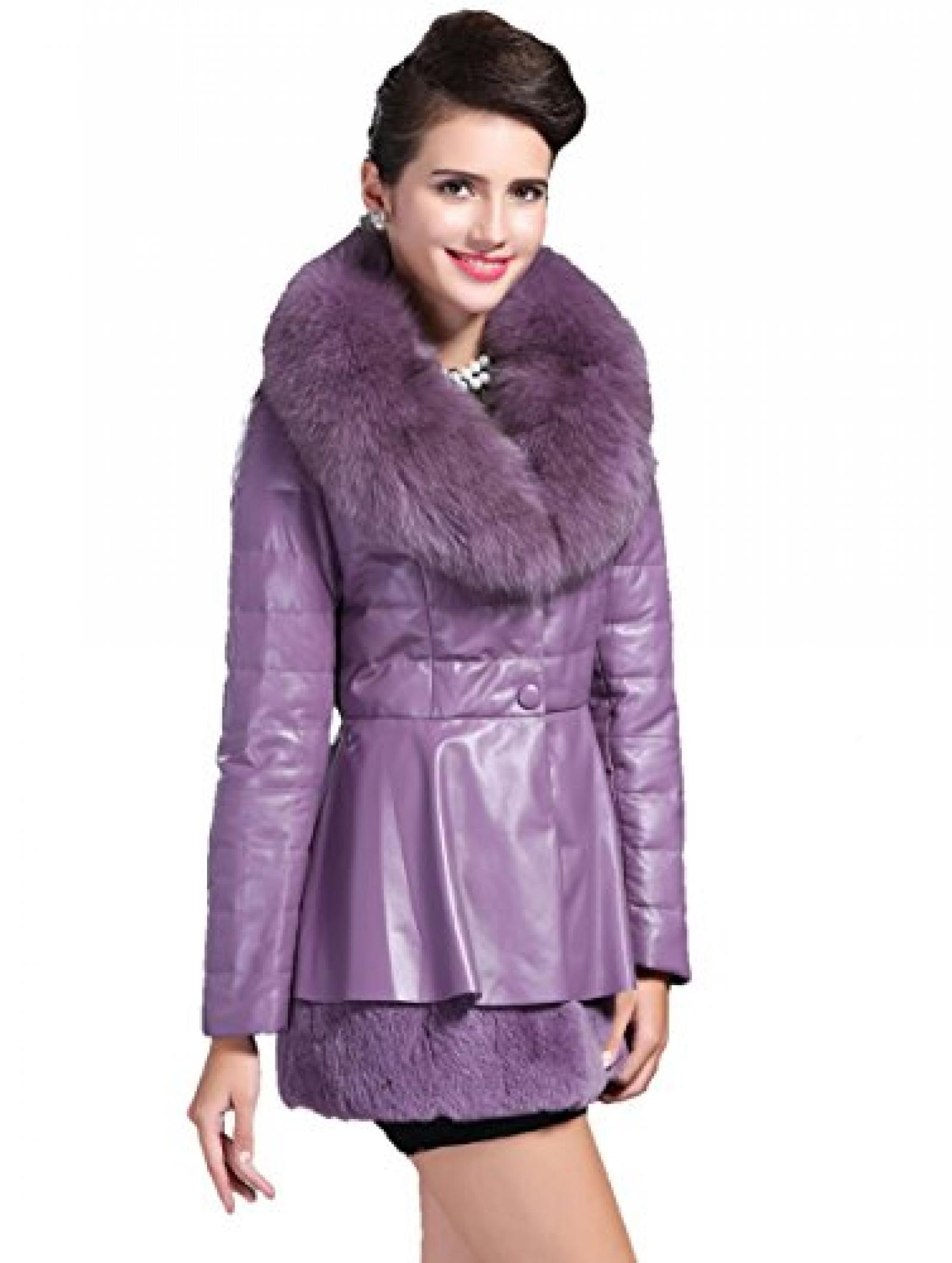 Valin Neue Lady Schafspelz, echtem Leder Deman Jacken & M&auml;ntel ,Violett 