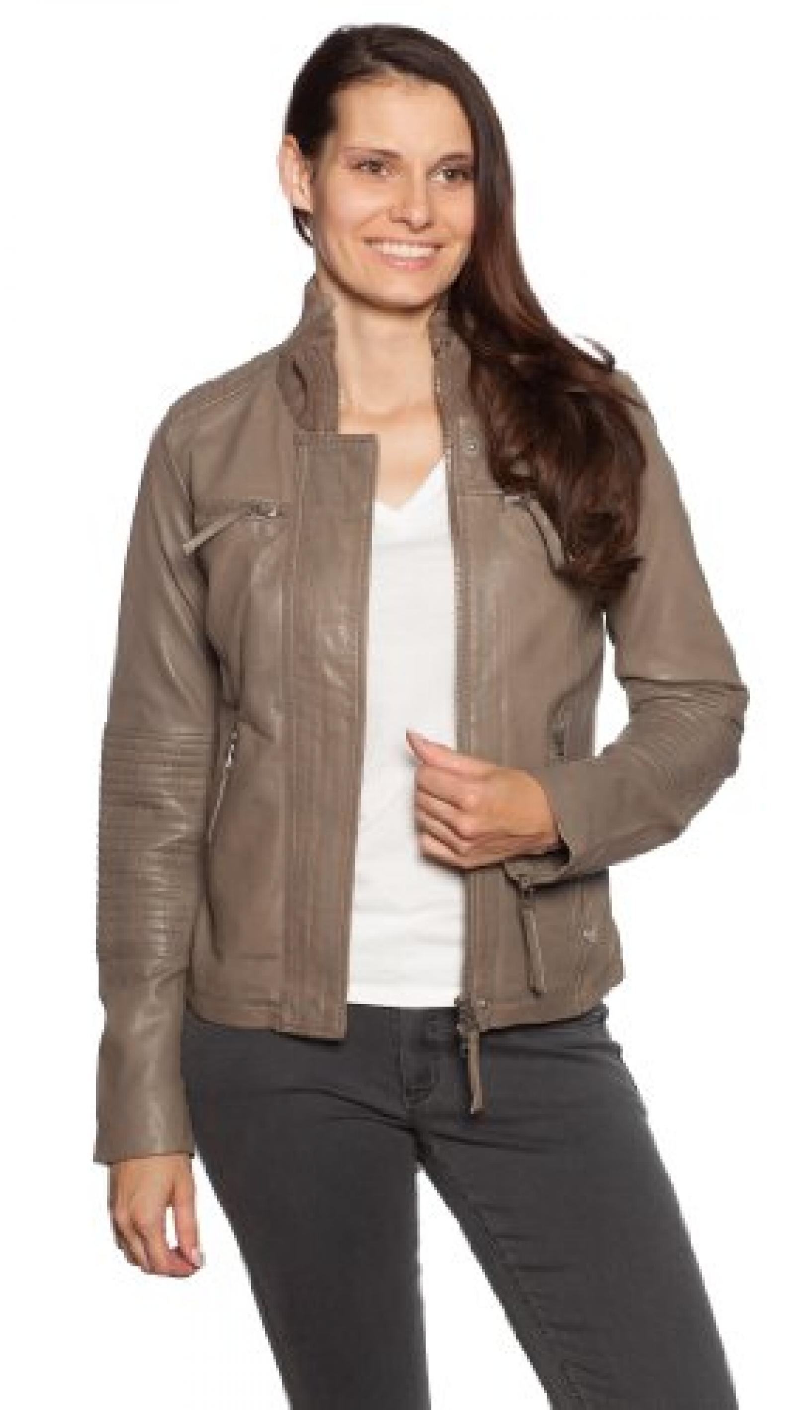 TRUE RELIGION Lederjacke Funnel TRW1331F Damen, Braun (GREY), S TRUE RELIGION Lederjacke Funnel TRW1331F Damen, Braun (GREY), S