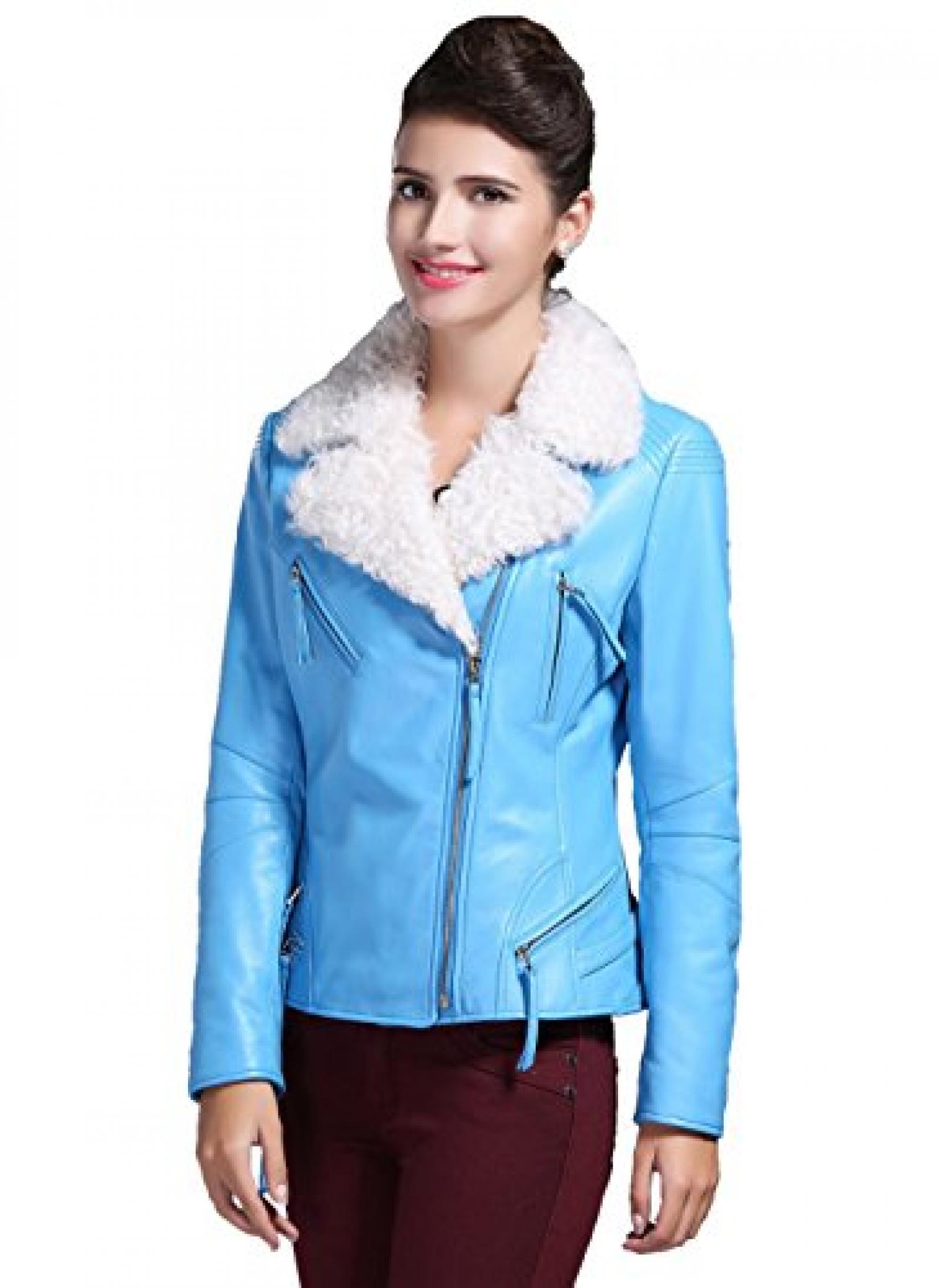 Dissa Verdicken Lady Schafspelz, echtem Leder Deman Jacken & M&auml;ntel ,Blau 