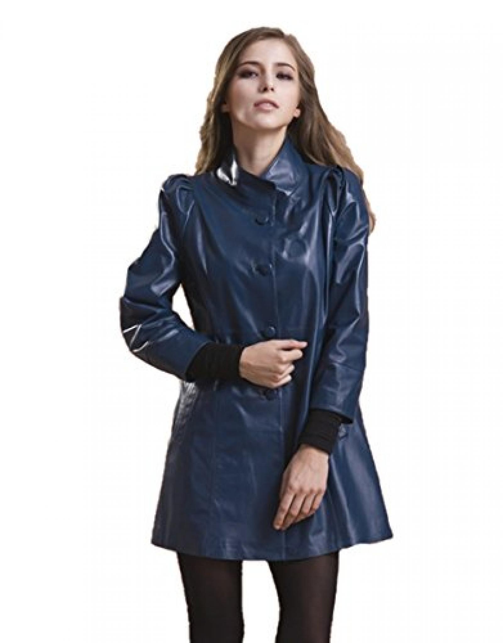 Dissa Neue Slim Lady Schafspelz, echtem Leder Deman Jacken & M&auml;ntel, Staub M&auml;ntel ,Blau 