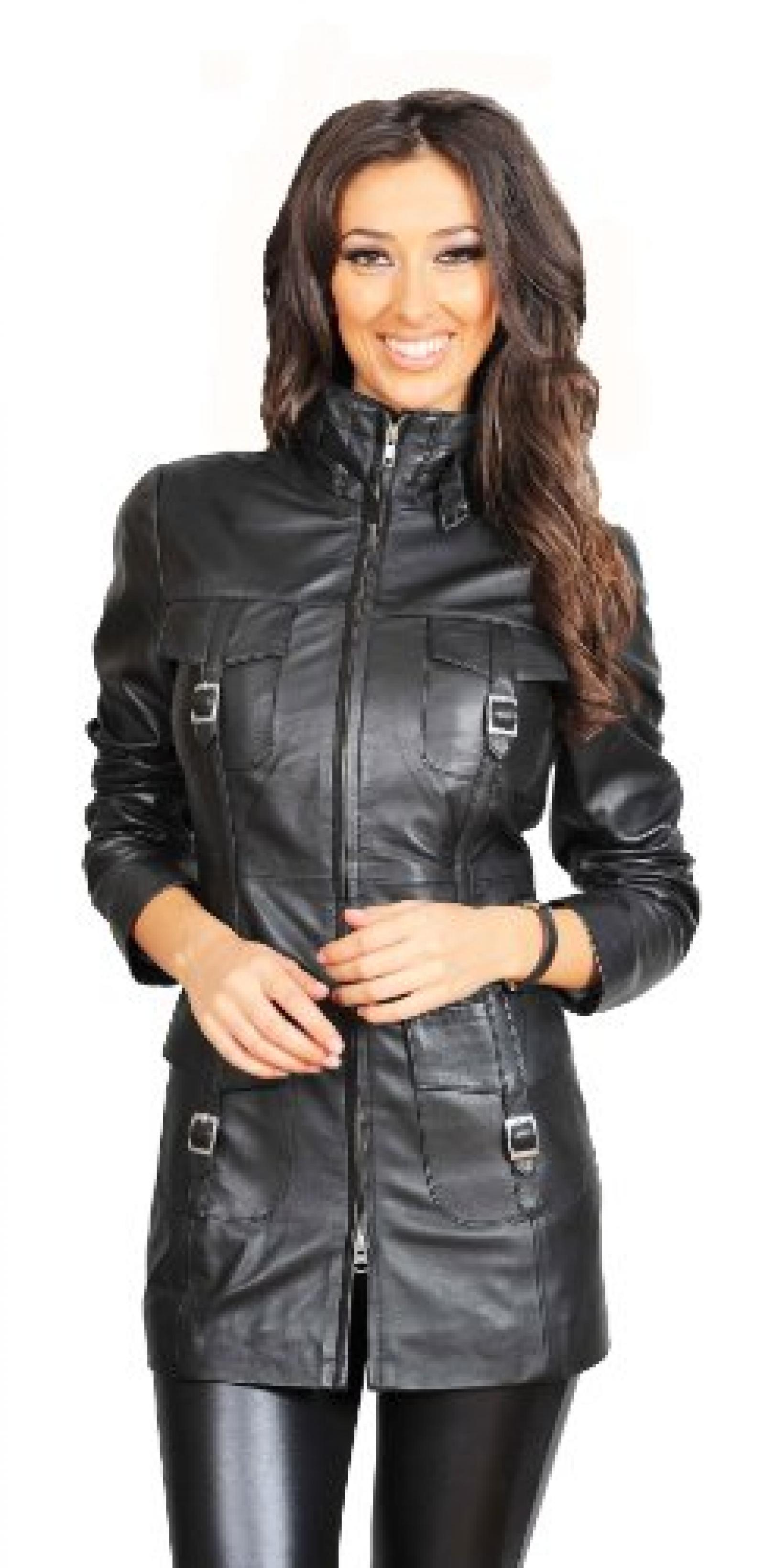 Damen Knie Ausgestattet Echtleder Mantel Damen Jacke Carol Schwarz Damen Knie Ausgestattet Echtleder Mantel Damen Jacke Carol Schwarz