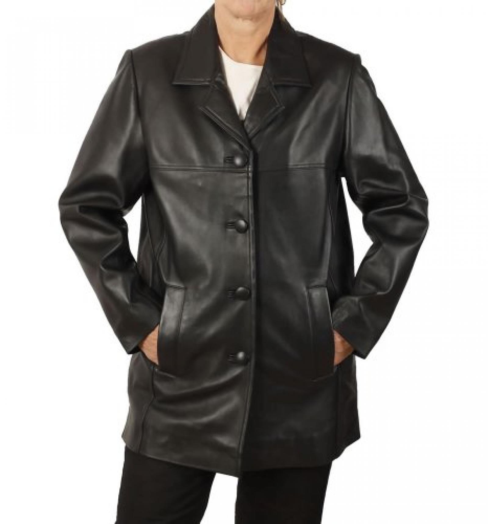 Schlichte 3/4-Lederjacke für die Dame Schlichte 3/4-Lederjacke für die Dame