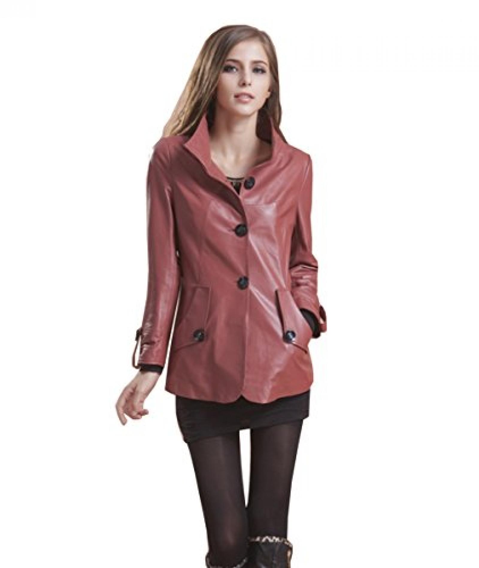 Valin Custom Fit Lady Schafspelz, echtem Leder Deman Jacken & M&auml;ntel, Staub M&auml;ntel ,Rot 