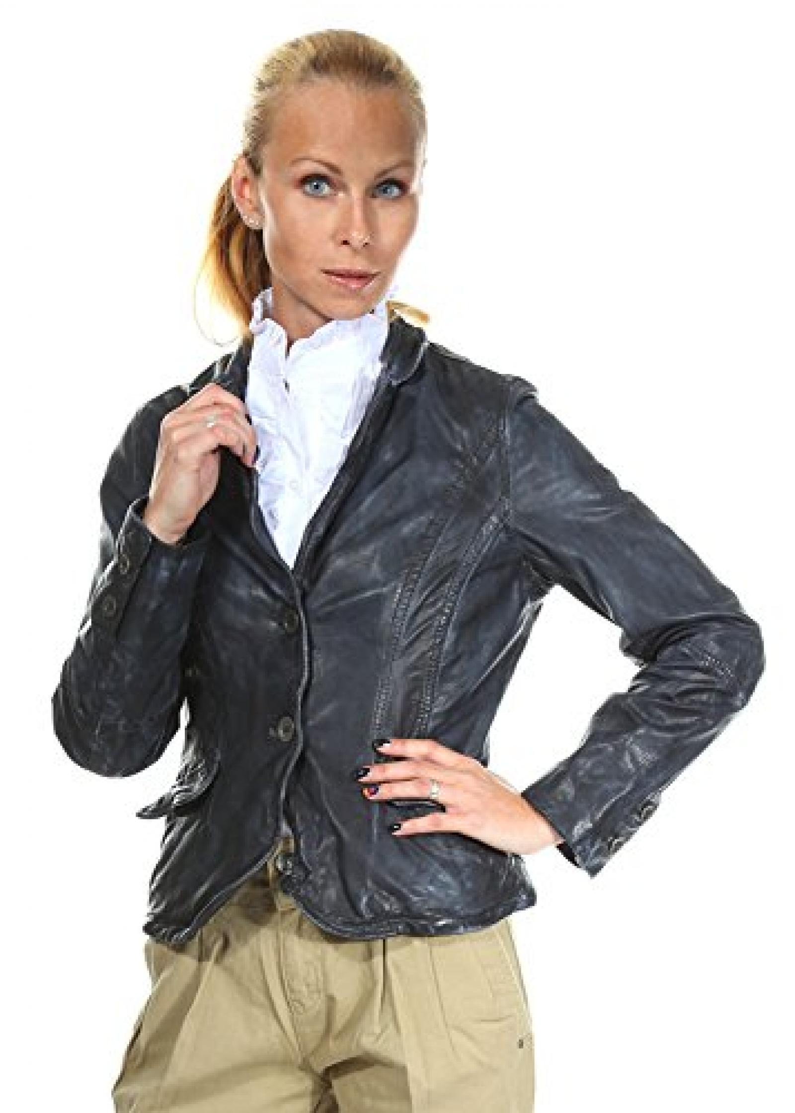 TRAPPER QUEENS Damen Lederblazer Schwarz 1017982 TRAPPER QUEENS Damen Lederblazer Schwarz 1017982
