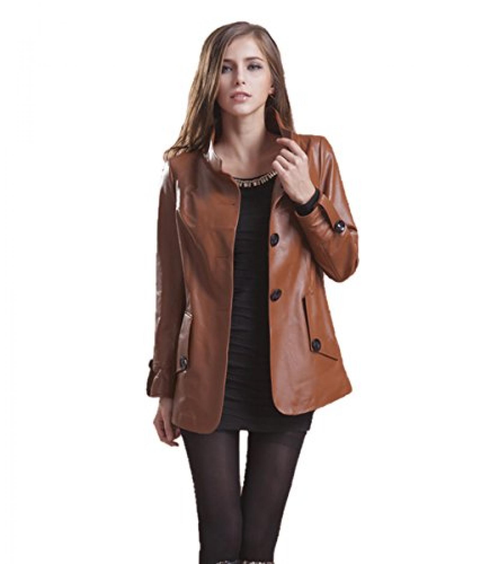 E-Girl Custom Fit Lady Schafspelz, echtem Leder Deman Jacken & M&auml;ntel, Staub M&auml;ntel ,Braun 