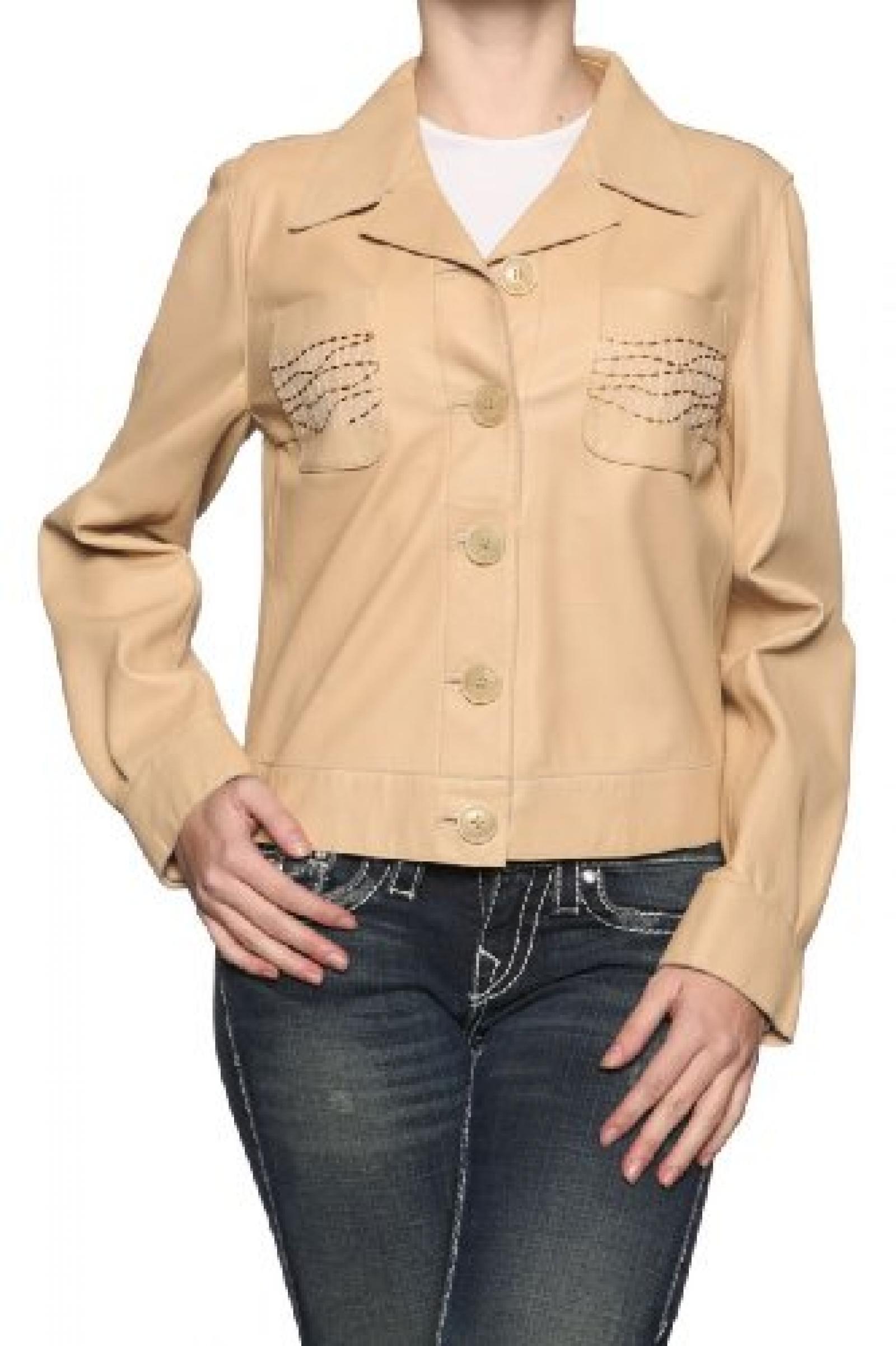 Cristiano di Thiene Damen Jacke Lederjacke NAPPA SUMMER, Farbe: Beige Cristiano di Thiene Damen Jacke Lederjacke NAPPA SUMMER, Farbe: Beige