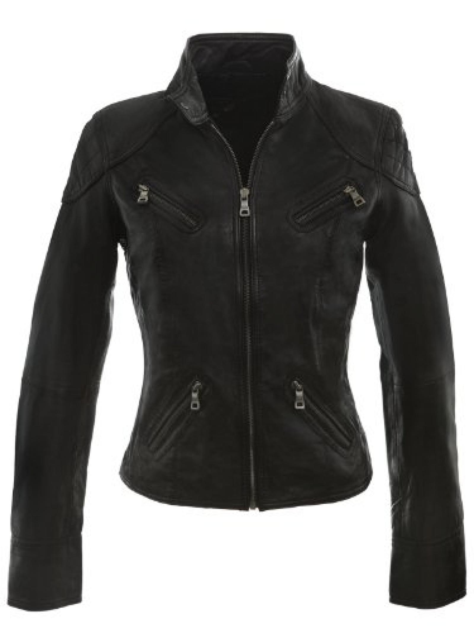 Stylische Damen Lederjacke von JILANI Leoni in Schwarz Gr. 36-44 Stylische Damen Lederjacke von JILANI Leoni in Schwarz Gr. 36-44