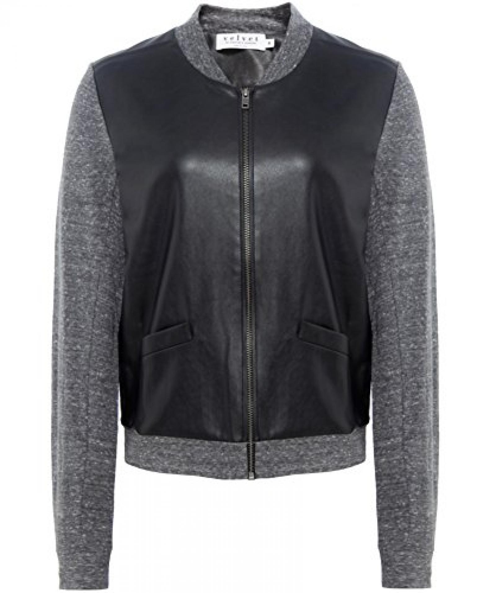 Velvet Noria Faux Leather Jersey Jacket Schwarz/Grau 