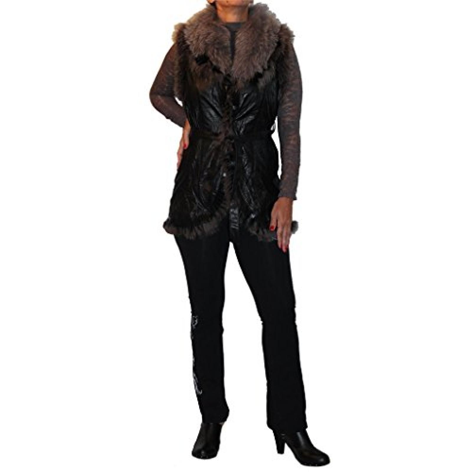 Waooh - Lamm Jacke Und Waschb&auml;r Kragen Leder Kaija 