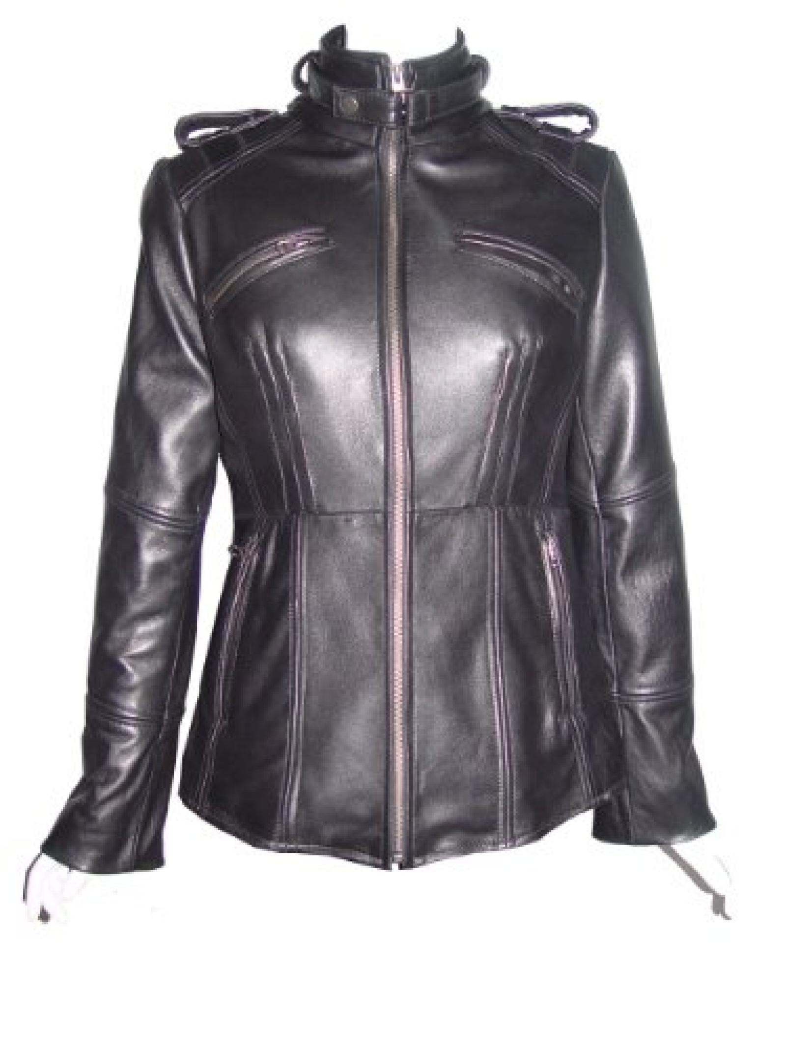 Nettailor Women 4205 Leather Casual Short Jacket Zip Front Unbalanced Pocket 