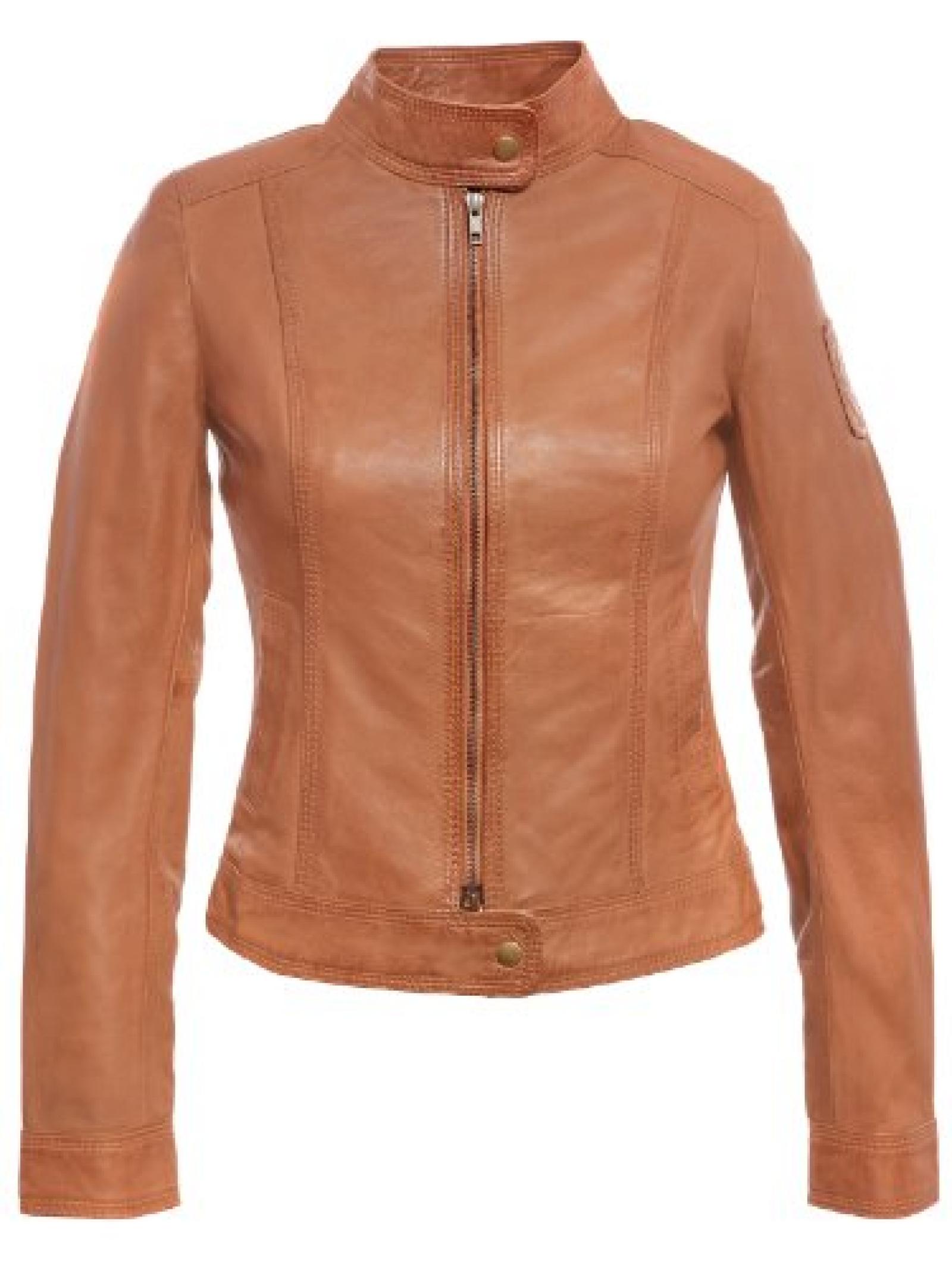 Betty - Damen Lederjacke in Cognac aus sehr weichem Lamm Nappa Betty - Damen Lederjacke in Cognac aus sehr weichem Lamm Nappa
