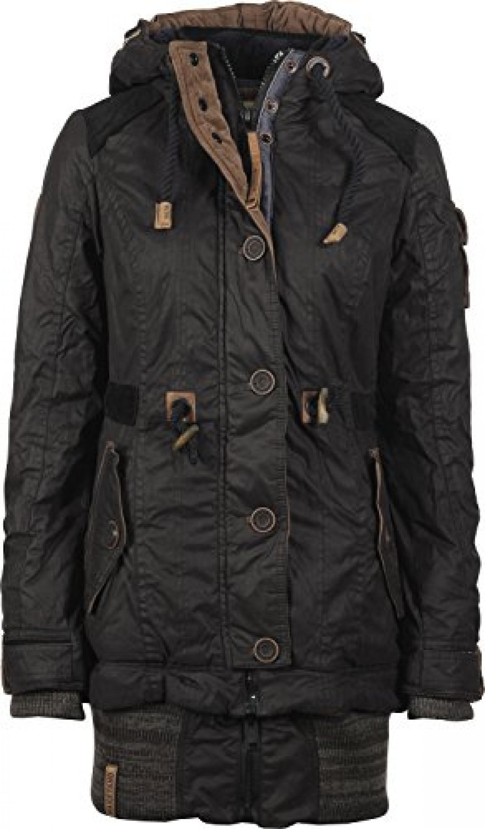 Naketano Langes F&auml;dchen, Damen Parka, schwarz 
