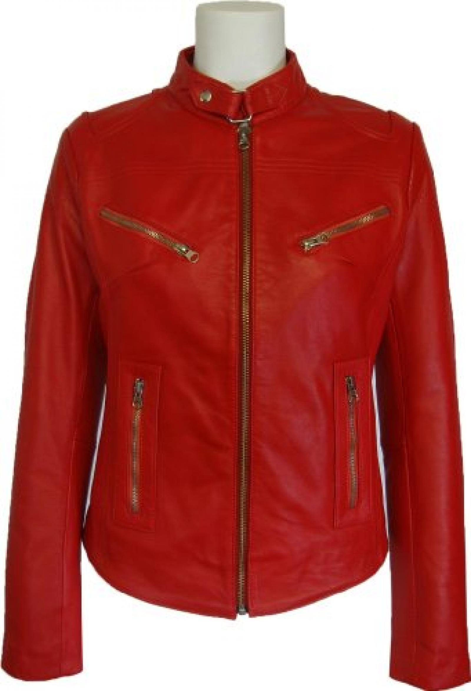 UNICORN Frauen Echt Leder Jacke Rot #Z2 