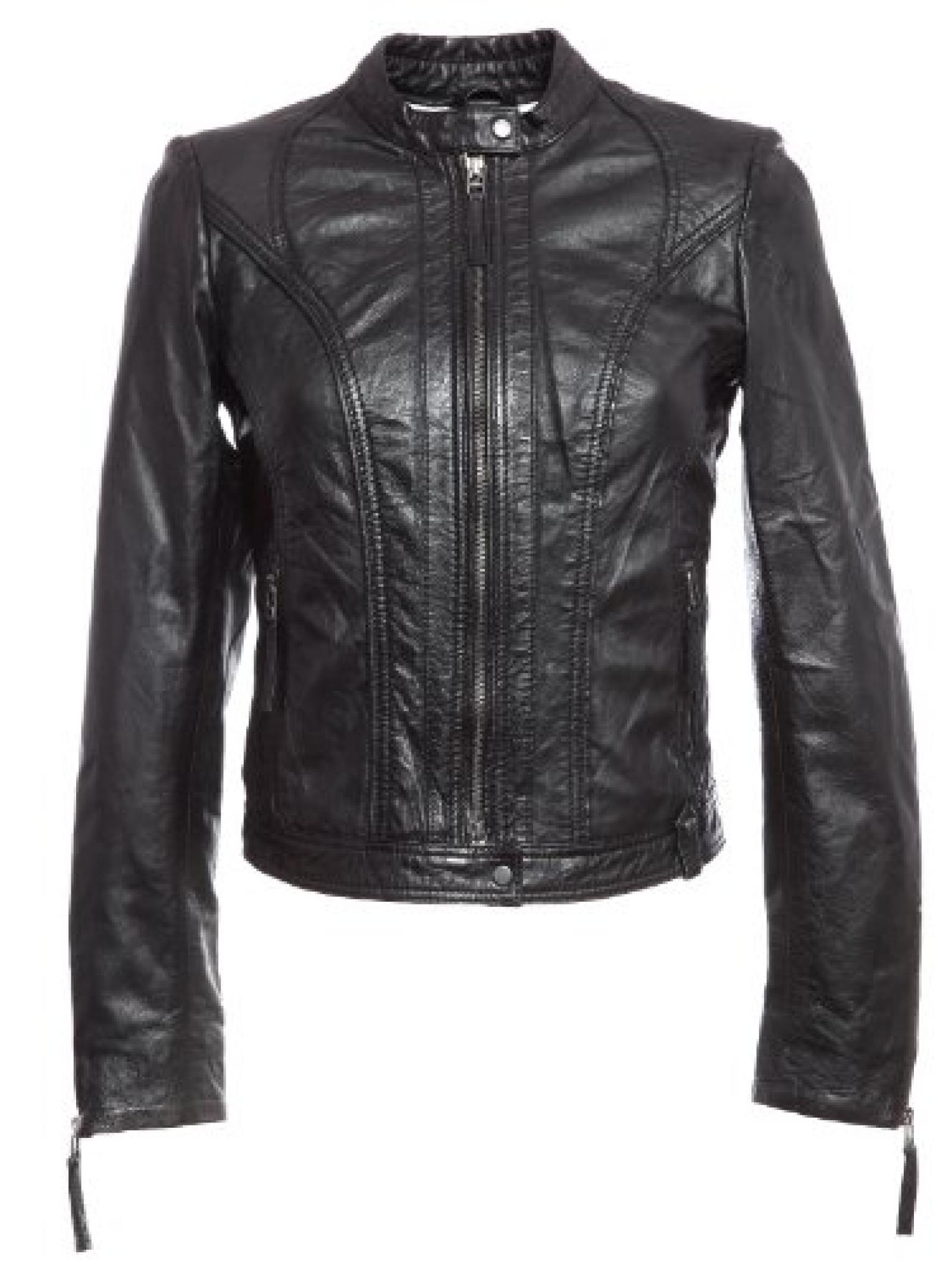 Stylische hochwertige Damen Lederjacke in Schwarz in Gr. 34-46 Stylische hochwertige Damen Lederjacke in Schwarz in Gr. 34-46