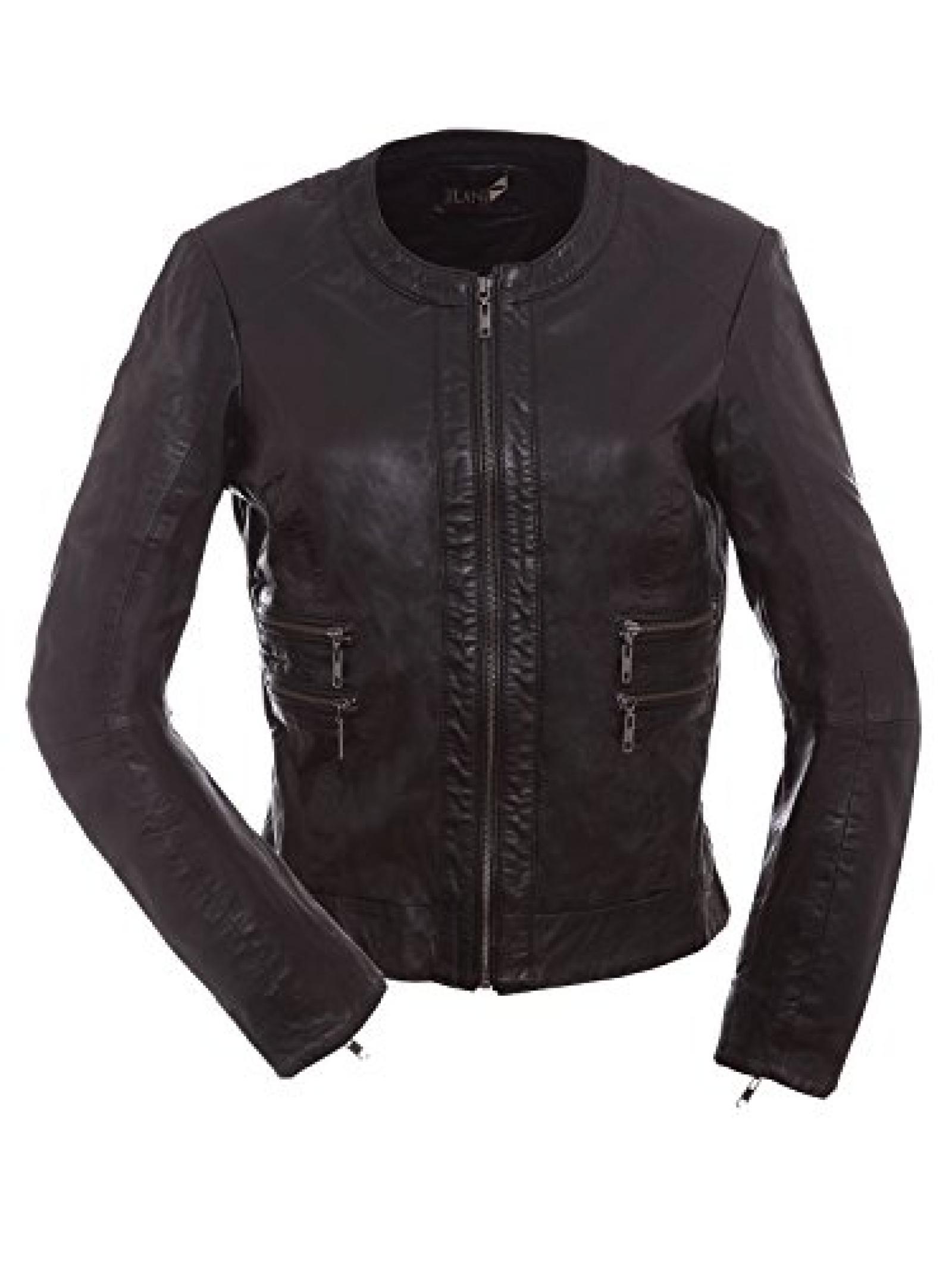 Jilani Damen Biker Lederjacke Sybille in Schwarz Gr. 40-46 Jilani Damen Biker Lederjacke Sybille in Schwarz Gr. 40-46