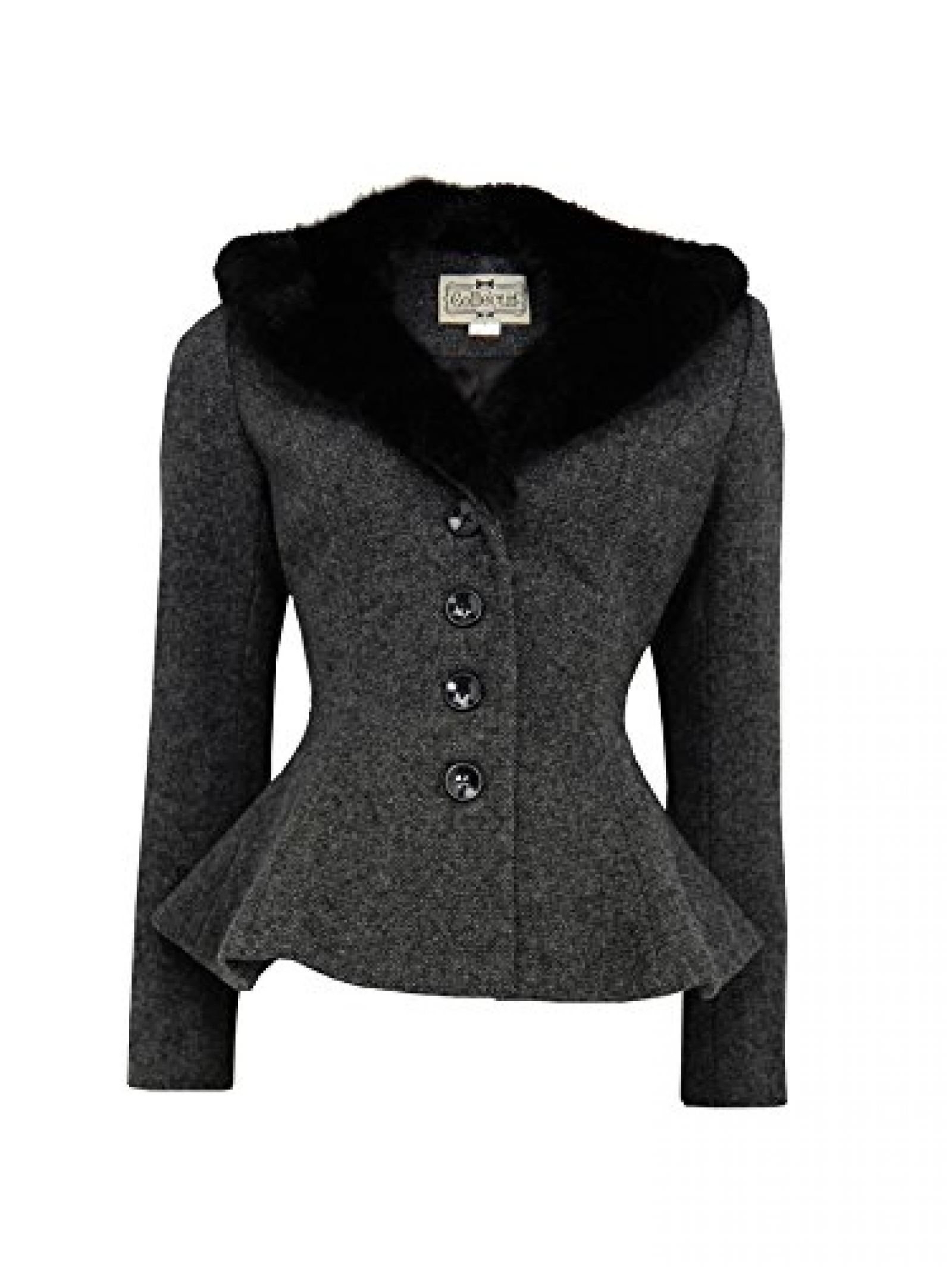 Collectif DEANA Peplum Sch&ouml;&szlig;chen 50s Retro Faux Fur JACKE Rockabilly 