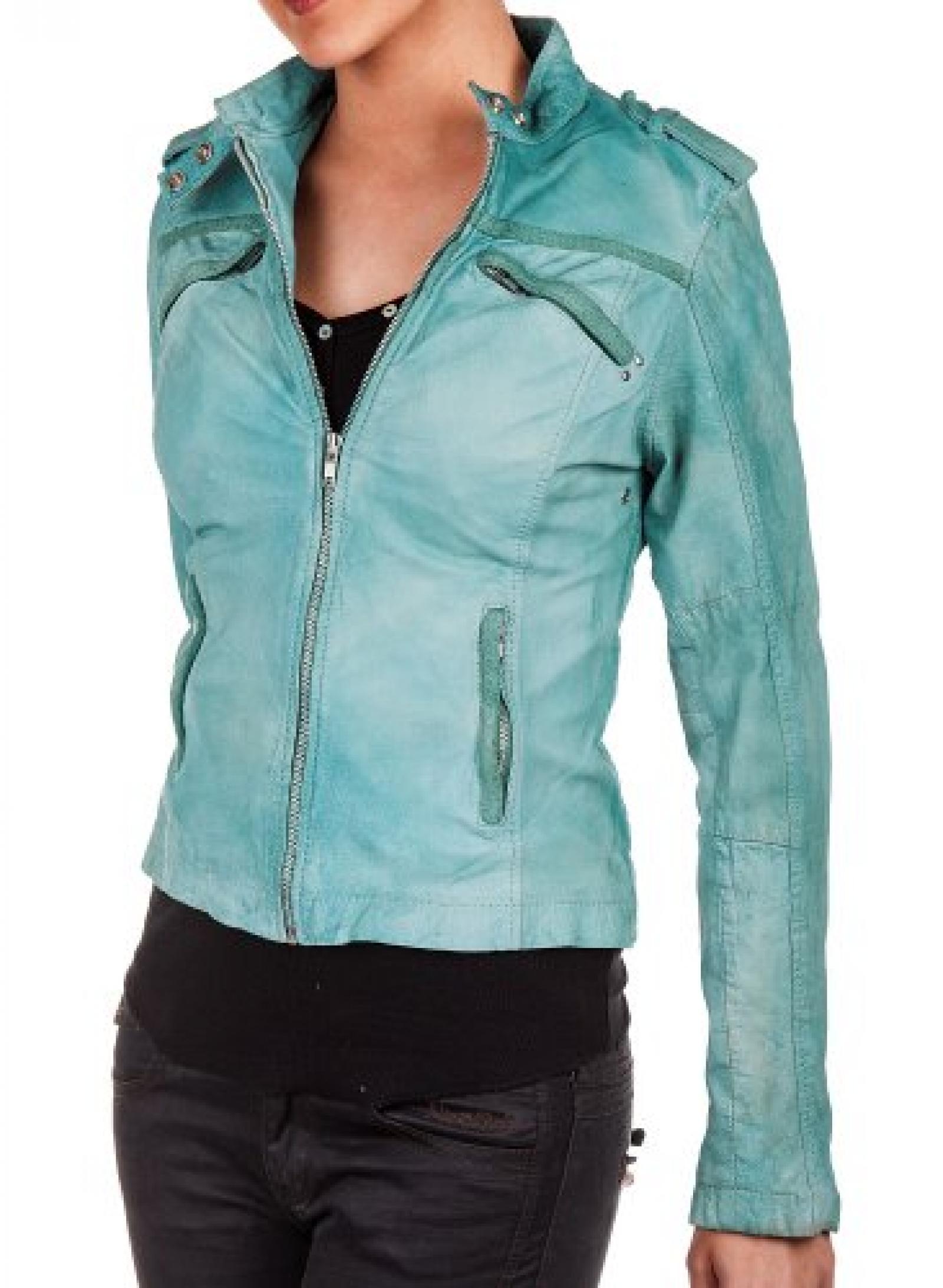 Punchball Damen Lederjacke Moody t&uuml;rkis 
