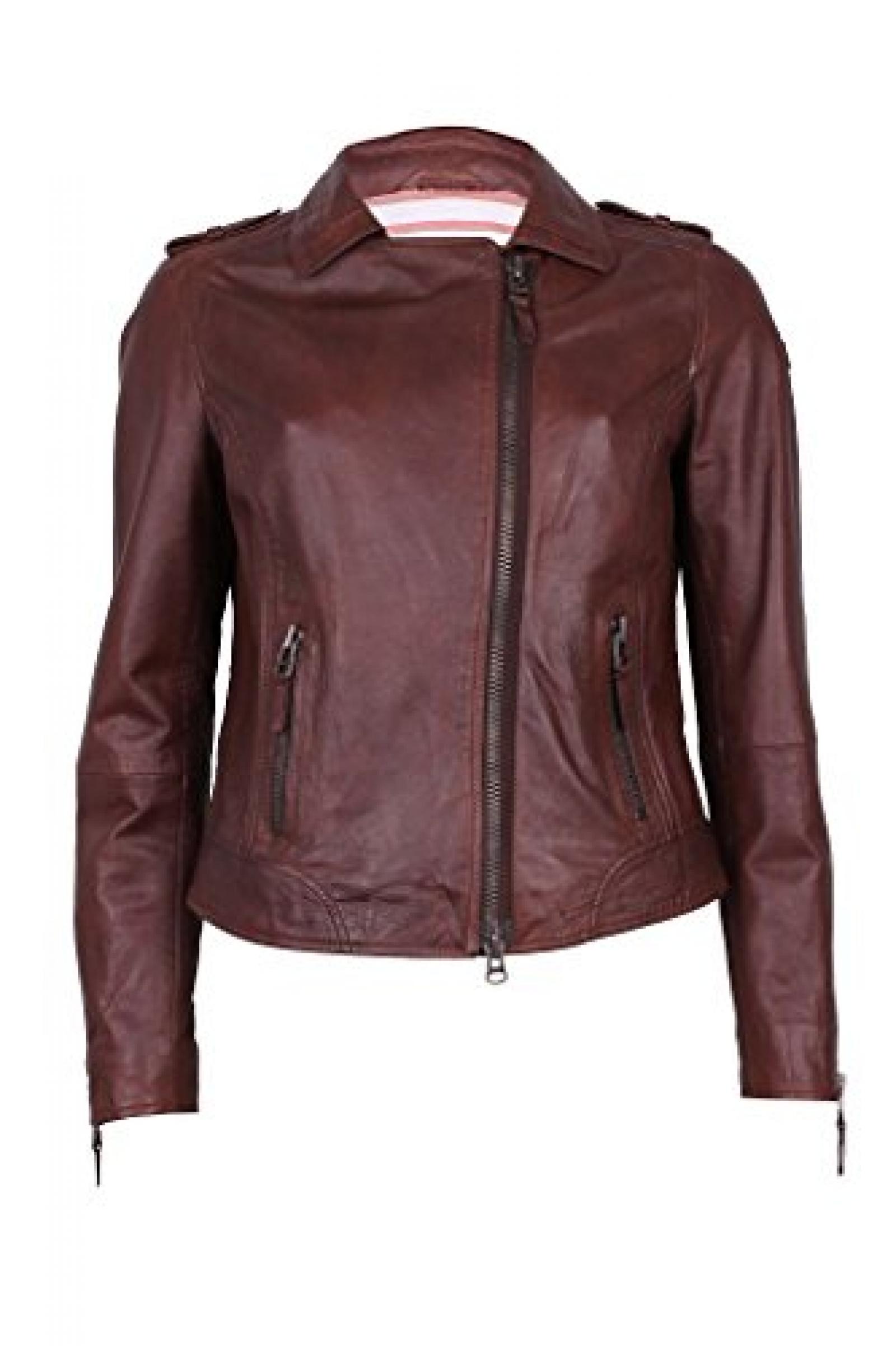 Bikerjacke aus Leder - Braun Bikerjacke aus Leder - Braun