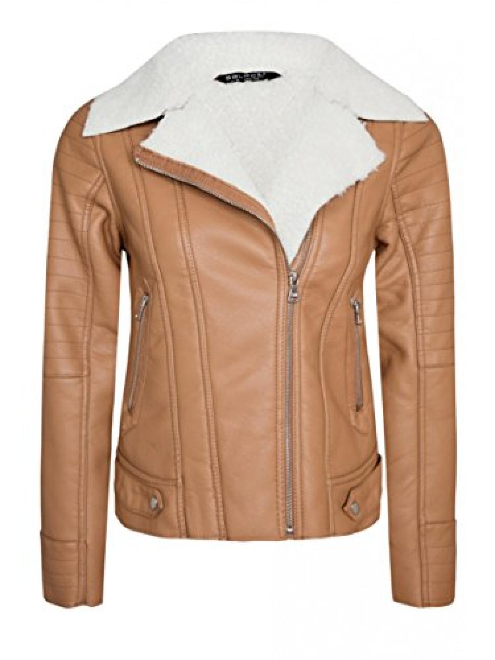 Damen Tan Bonded Pu Jacket Ladies Damen Tan Bonded Pu Jacket Ladies