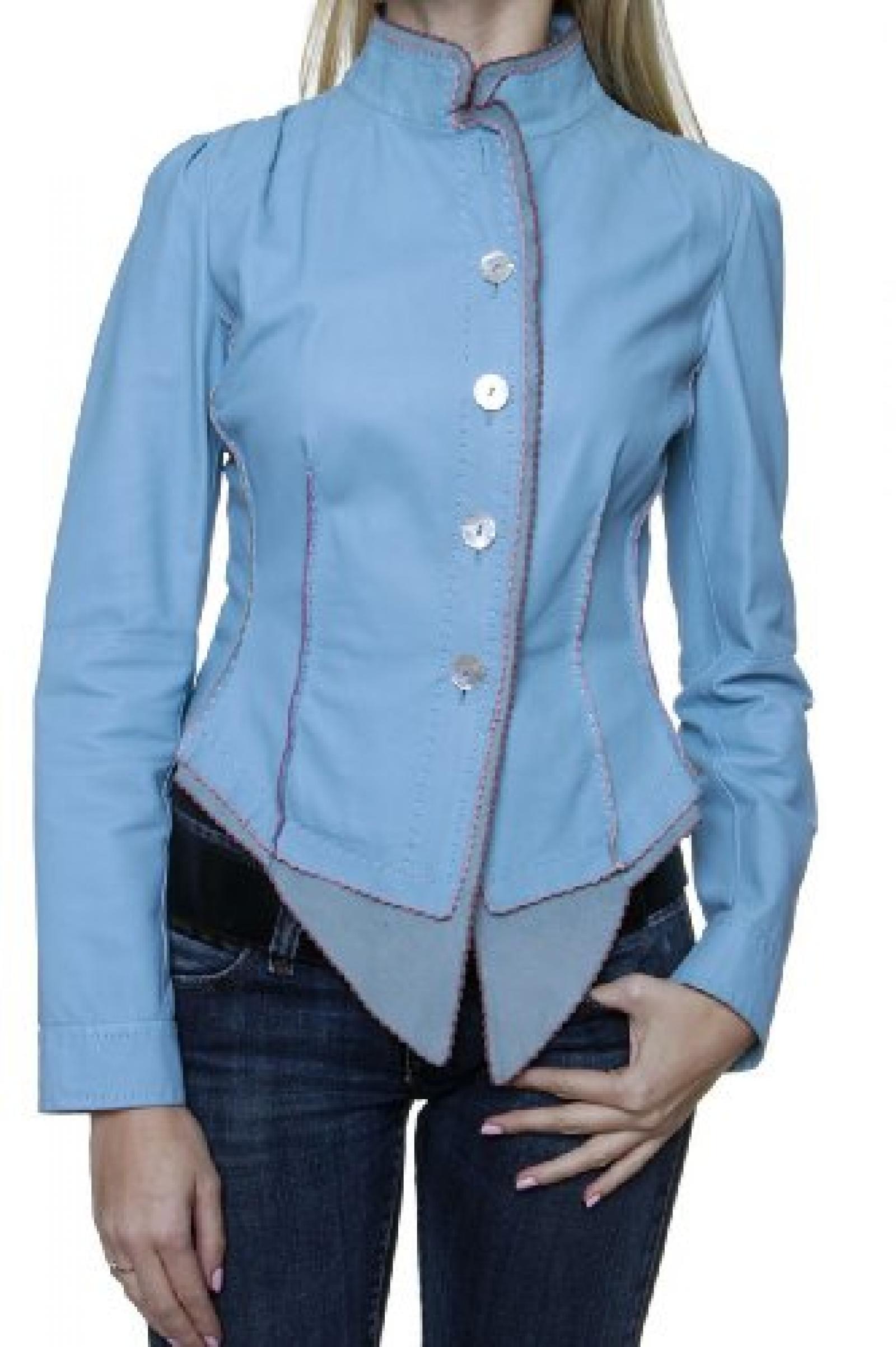 Cristiano di Thiene Blouson Lederjacke LORENA, Farbe: Hellblau Cristiano di Thiene Blouson Lederjacke LORENA, Farbe: Hellblau