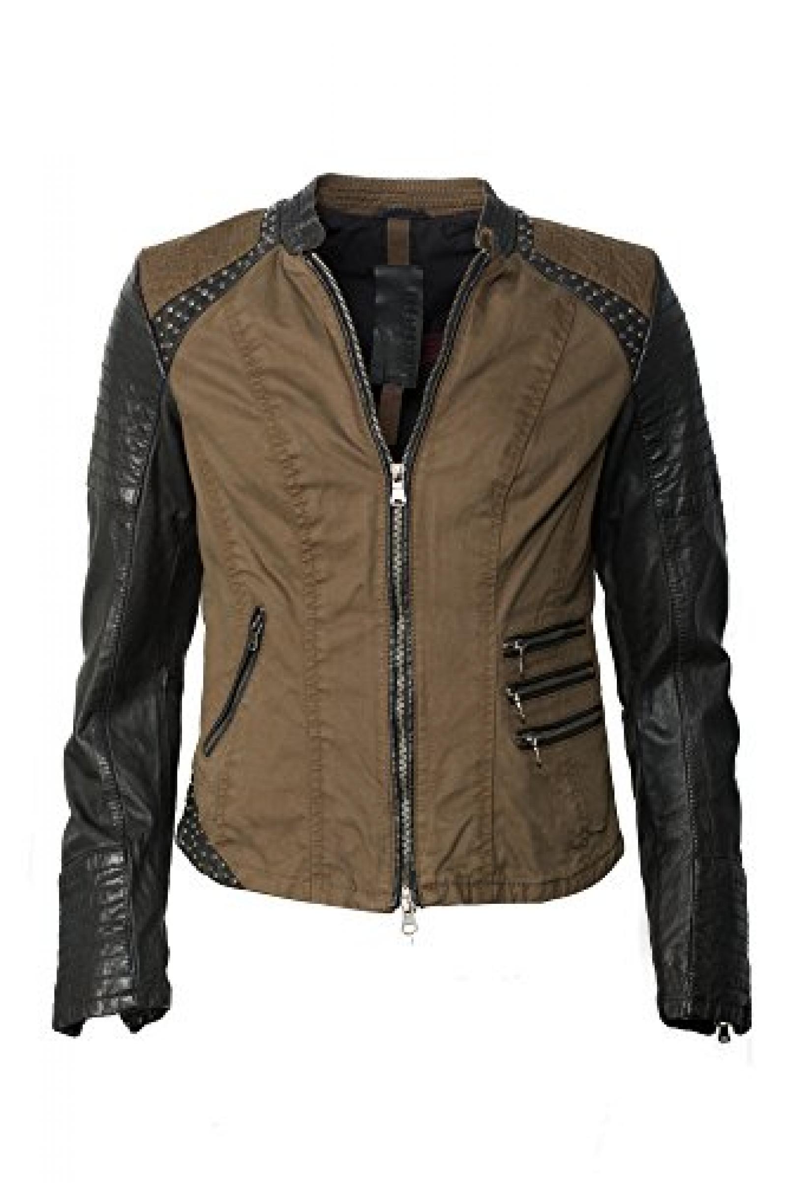 Einzigartig coole Lederjacke f&uuml;r Trendsetter! Khaki black Trendmodell vom Lifestylelabel Milestone! 