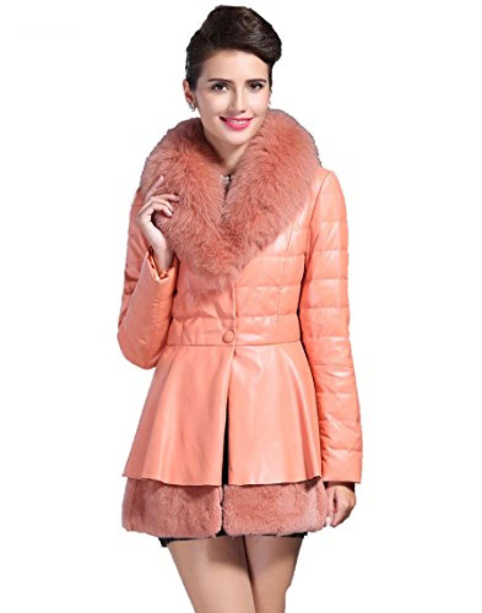 E-Girl Neue Lady Schafspelz, echtem Leder Deman Jacken & M&auml;ntel ,Orange 