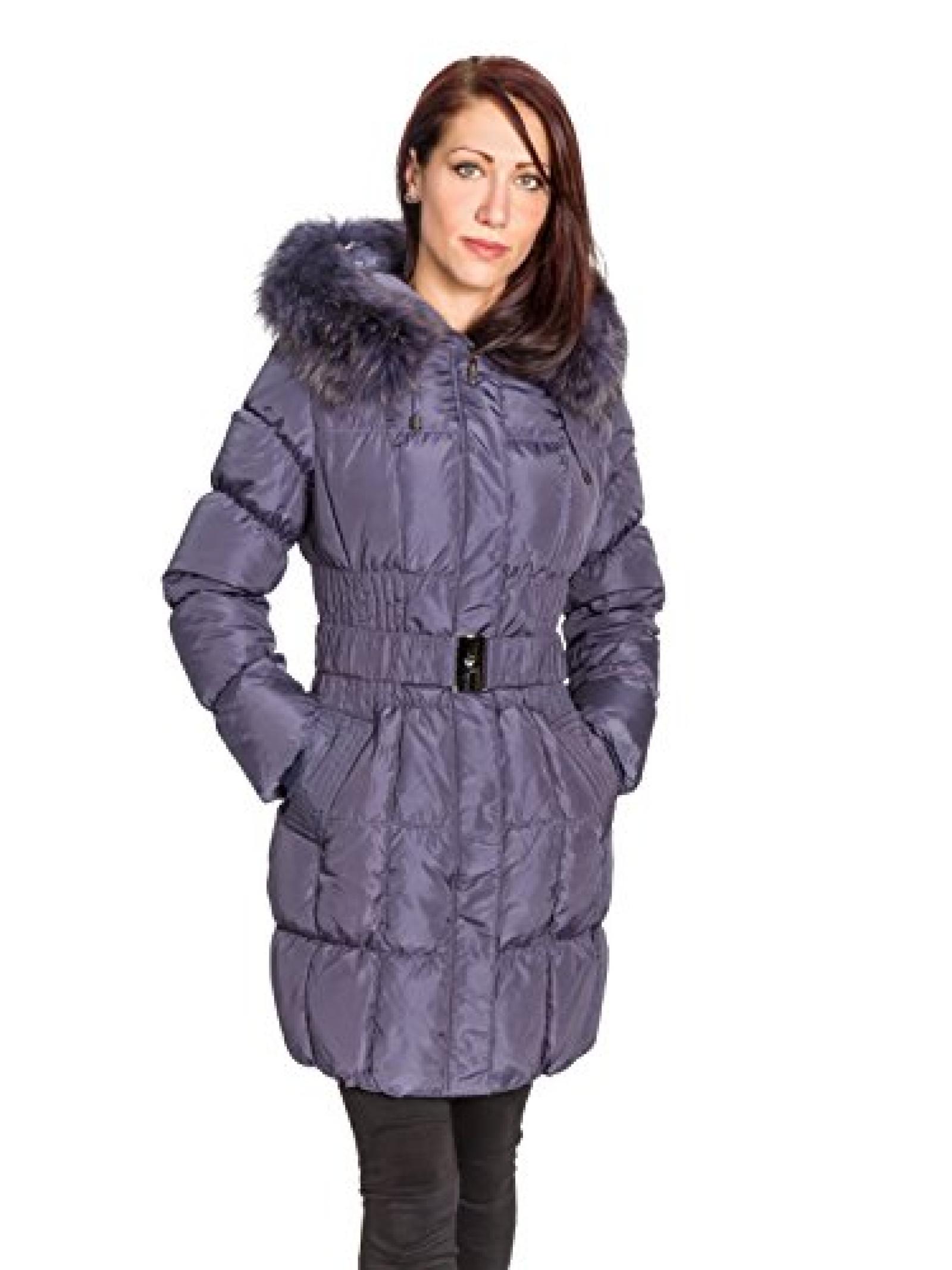 Damen Daunenjacke Mona mit echtem Waschb&auml;r- Pelz, Winterjacke mit Fellkapuze 