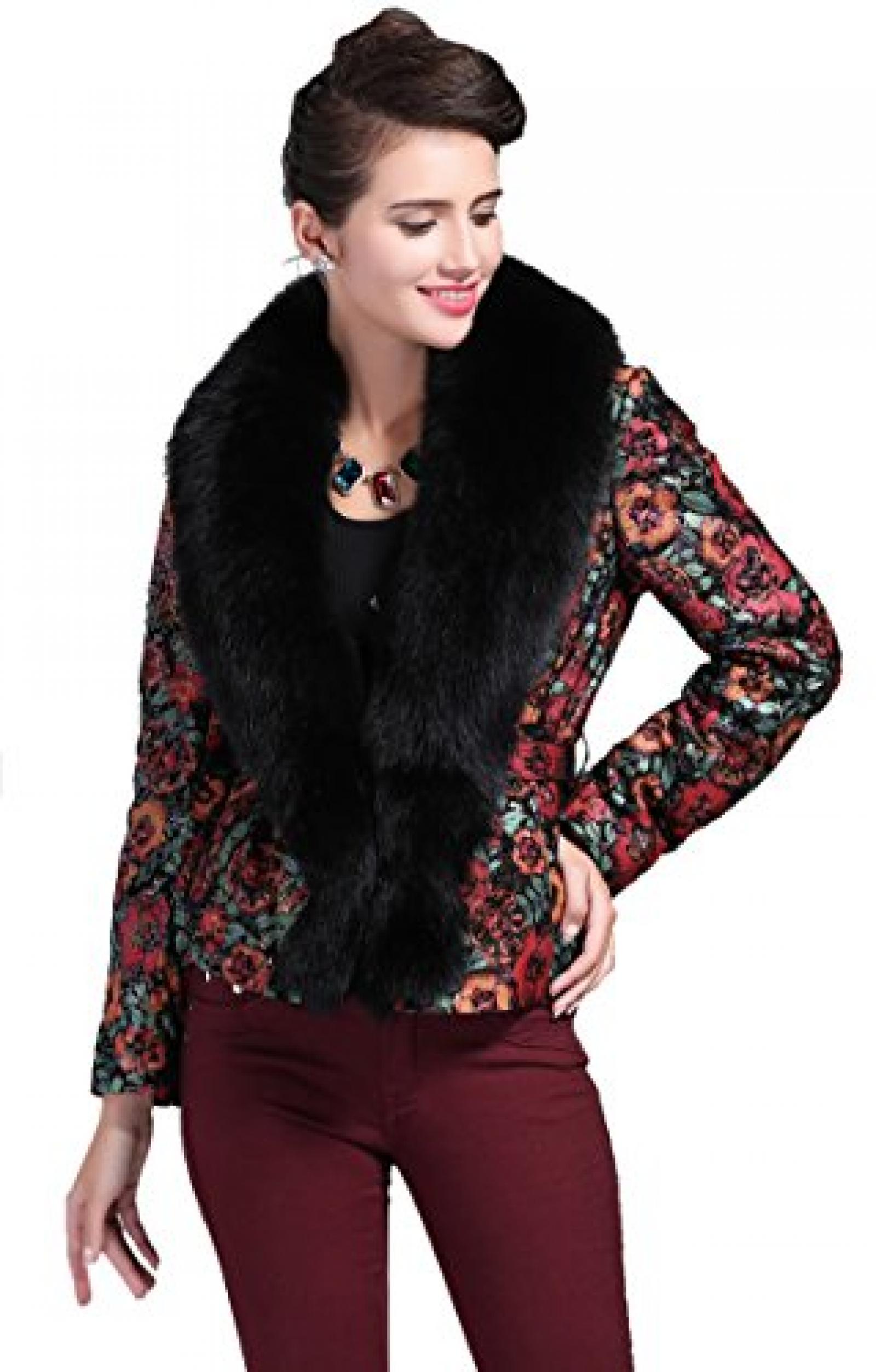 E-Girl Printing Lady Sheeepskin Deman Jacken & M&auml;ntel, verdicken ,Rot 