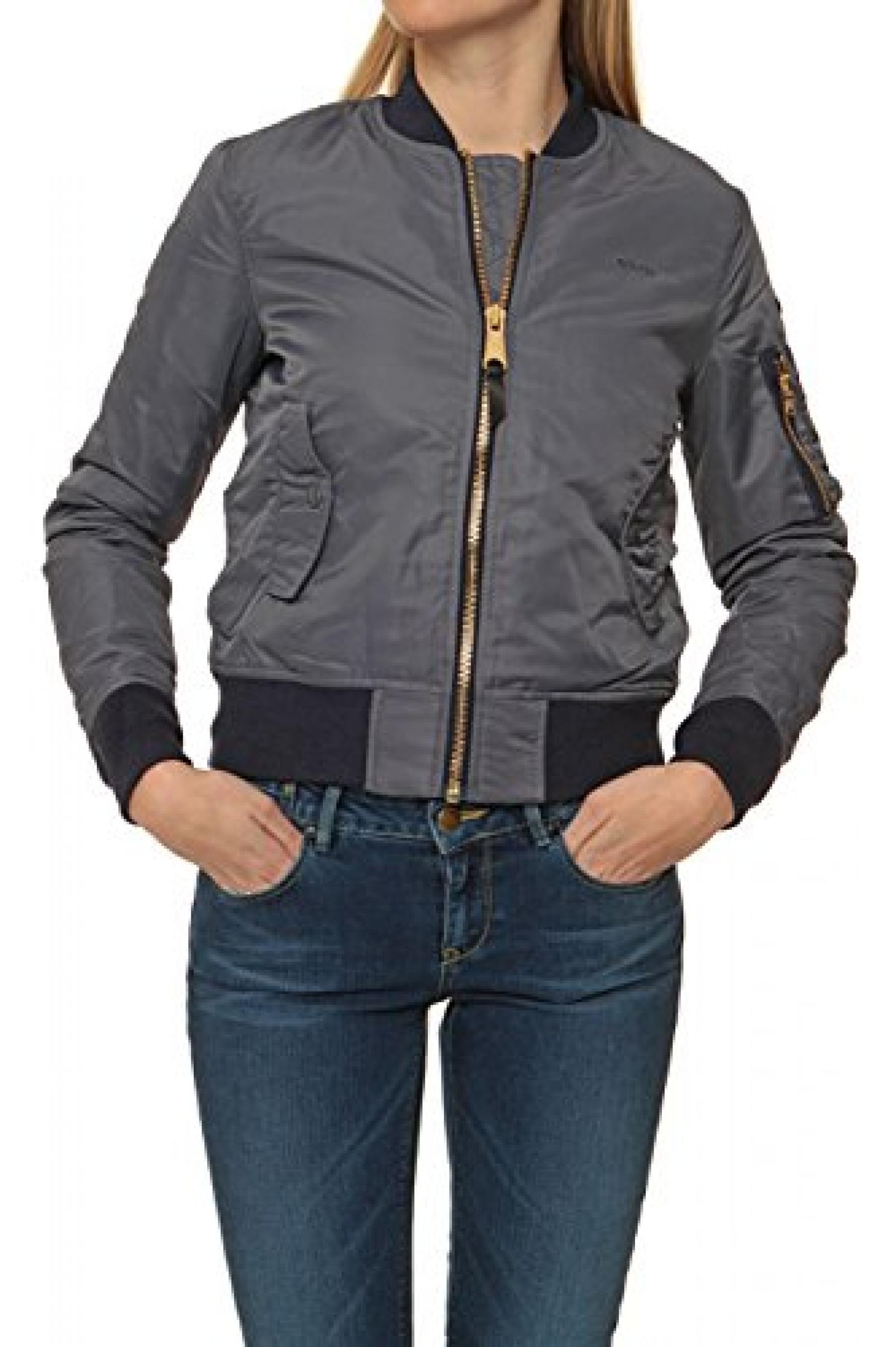 Schott Damen Jacke Blouson-Jacke , Farbe: Dunkelgrau Schott Damen Jacke Blouson-Jacke , Farbe: Dunkelgrau