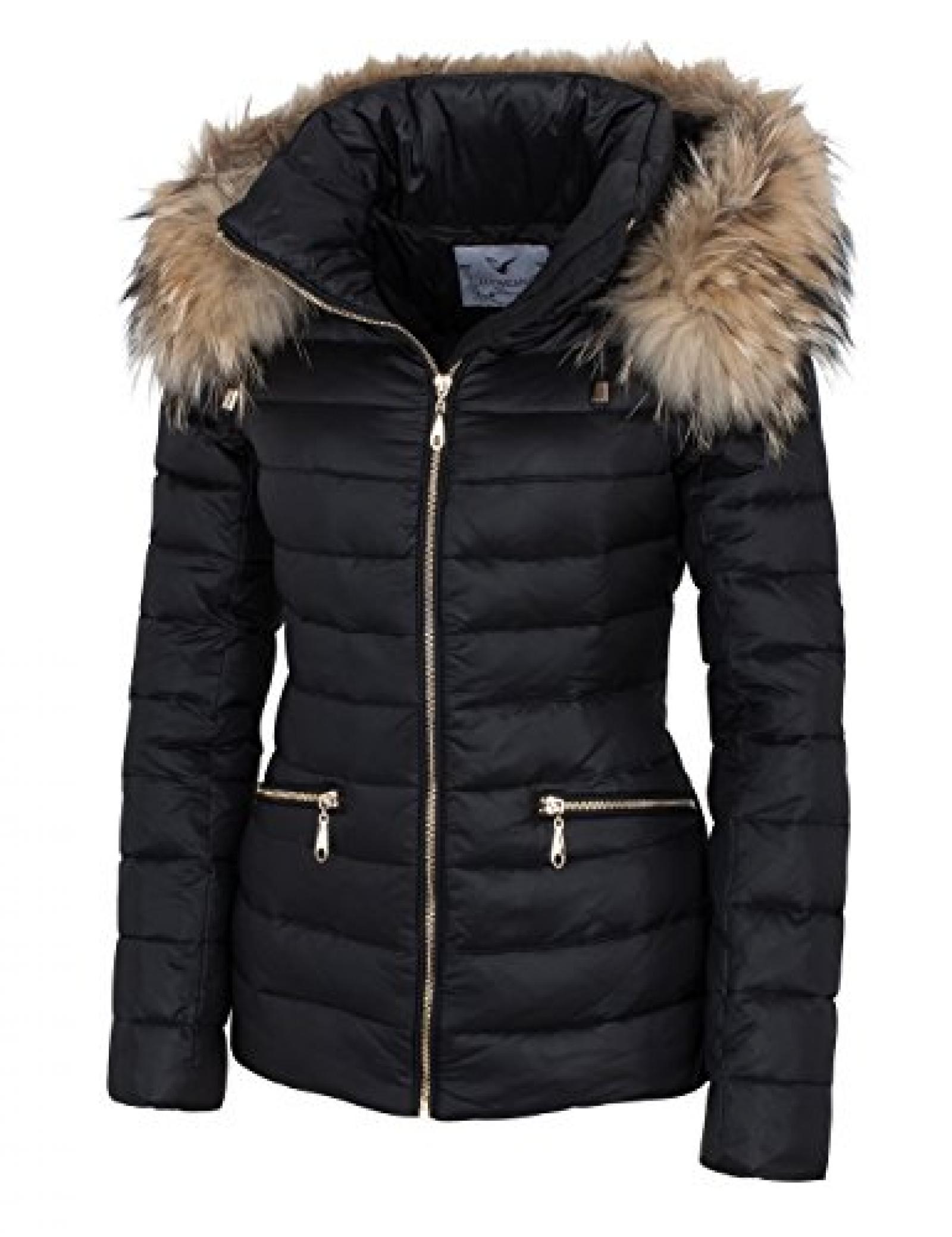 14W015 Damen Daunenjacke mit Echtfellkapuze Winterjacke Jacke mit Echtfell schwarz Herbst/WINTER 2015 14W015 Damen Daunenjacke mit Echtfellkapuze Winterjacke Jacke mit Echtfell schwarz Herbst/WINTER 2015