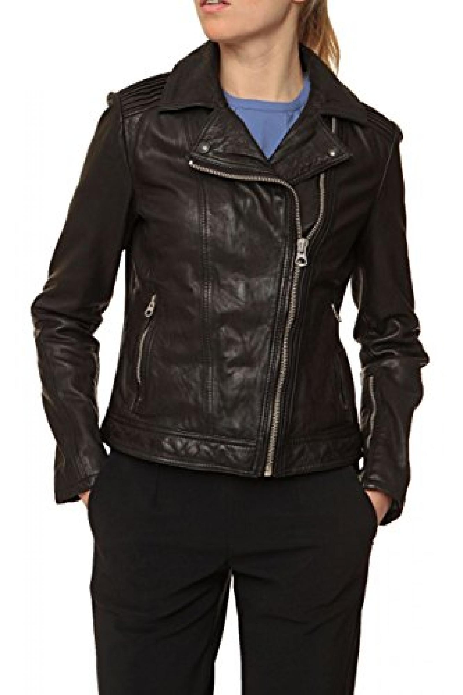 Campus Damen Jacke Lederjacke , Farbe: Schwarz Campus Damen Jacke Lederjacke , Farbe: Schwarz